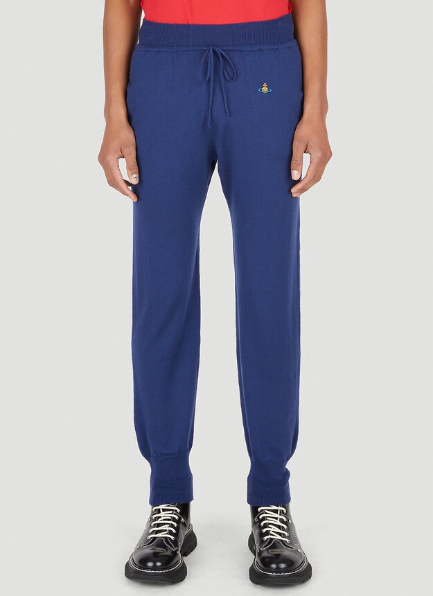 Logo Patch Knitted Track Pants in Blue - 1