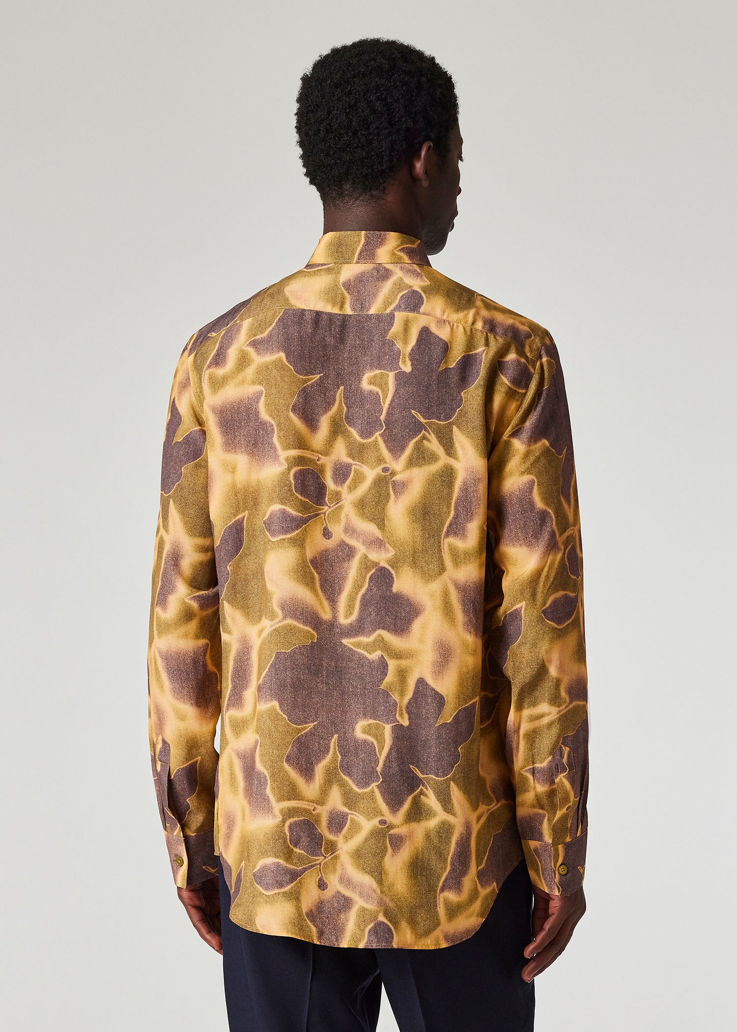 Yellow 'Photogram Leaves' Viscose Shirt - 5