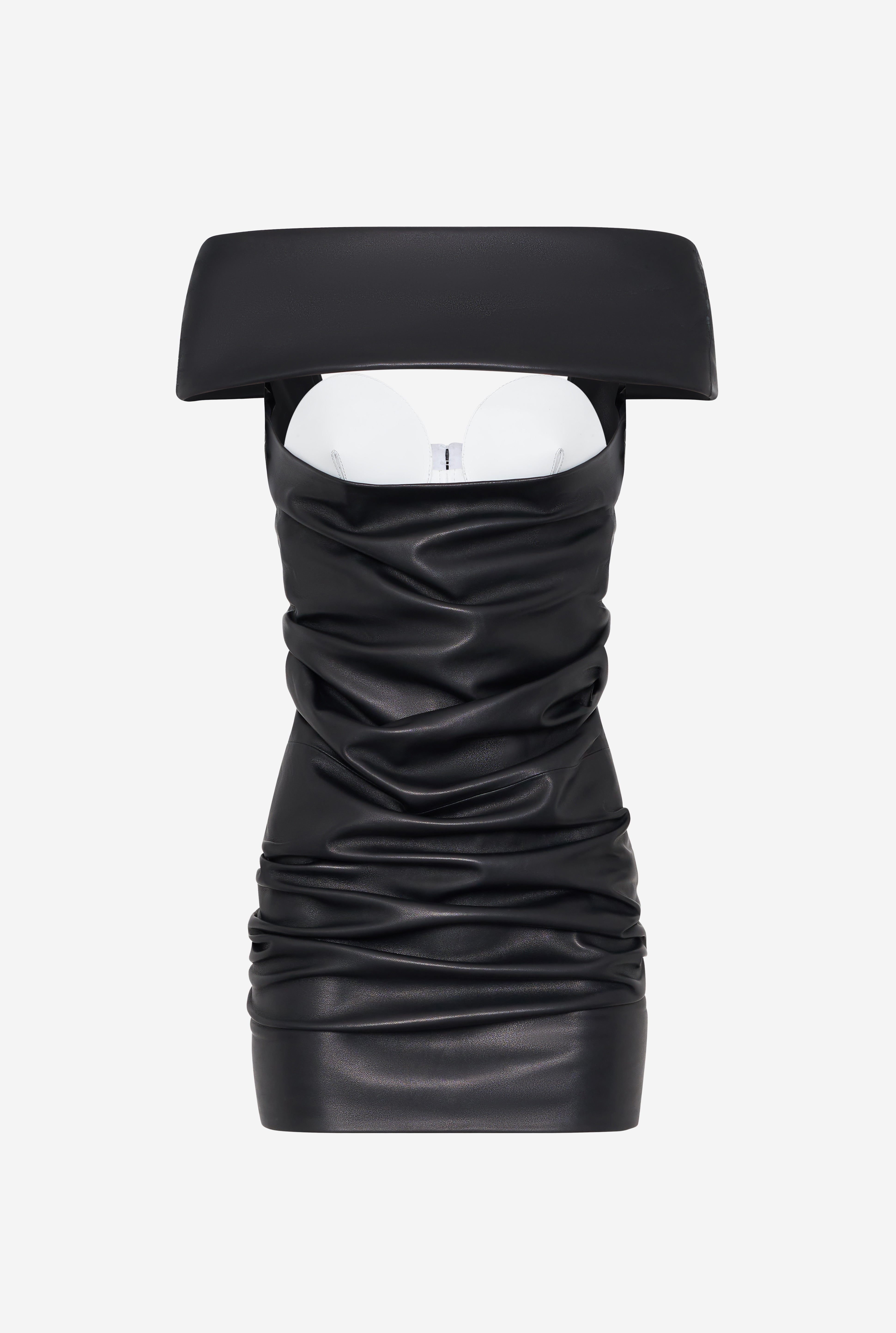 THE DRAPED LEATHER DRESS - 6