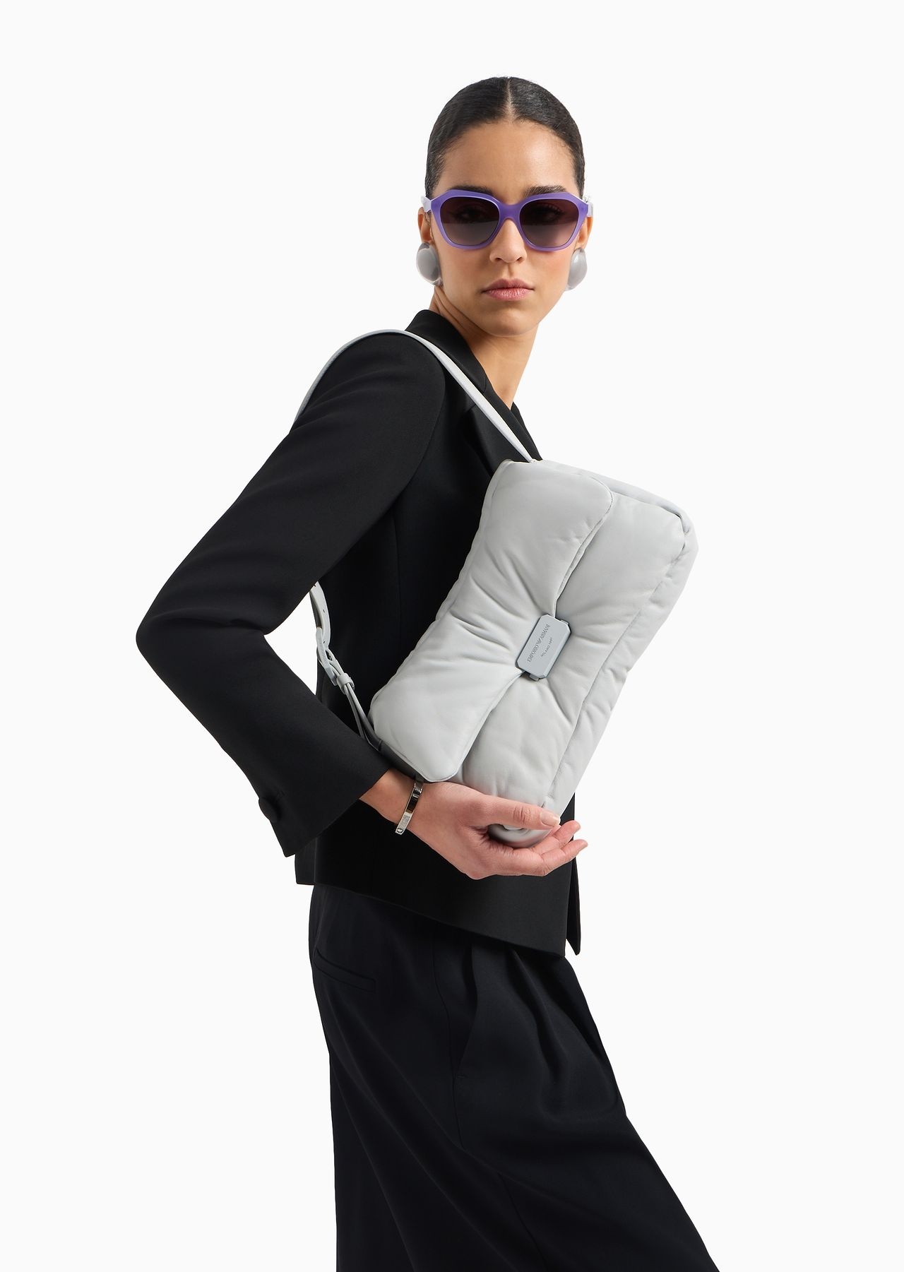 Oversized baguette shoulder bag in puffy nappa leather - 7