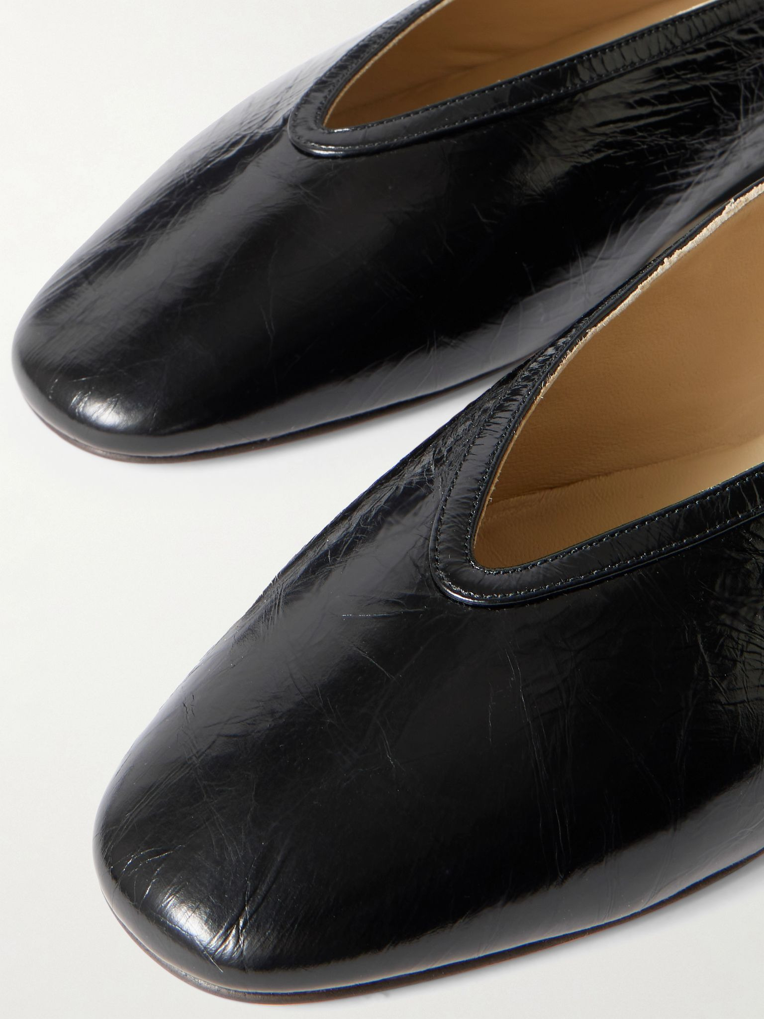 Luna crinkled-leather ballet flats Black - 4