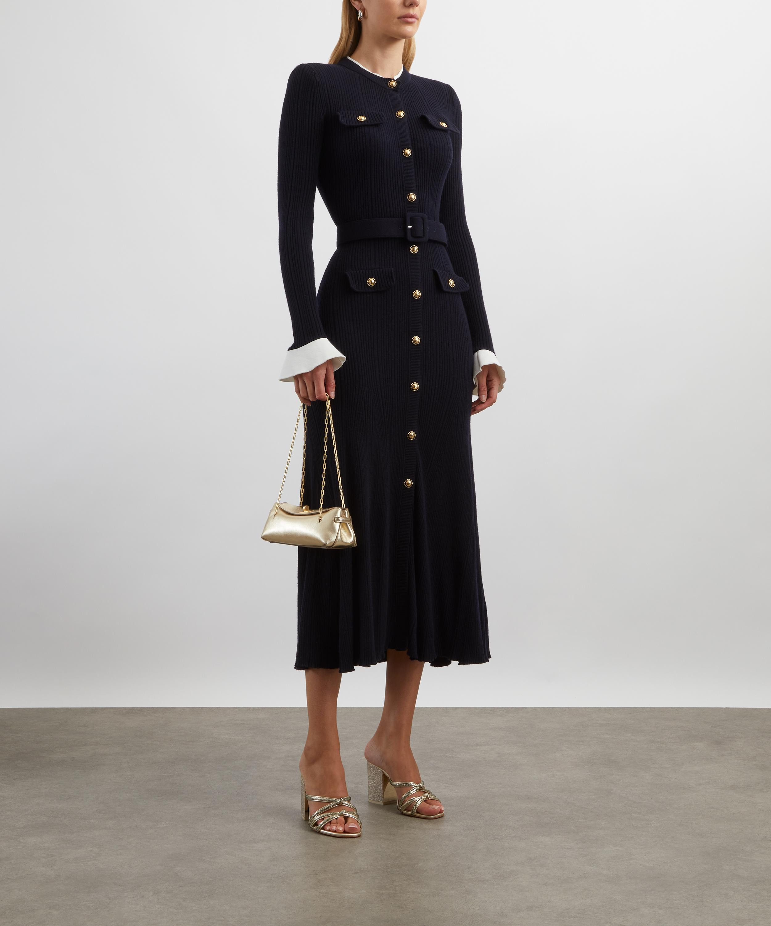 Navy Viscose Knit Midi Dress - 2