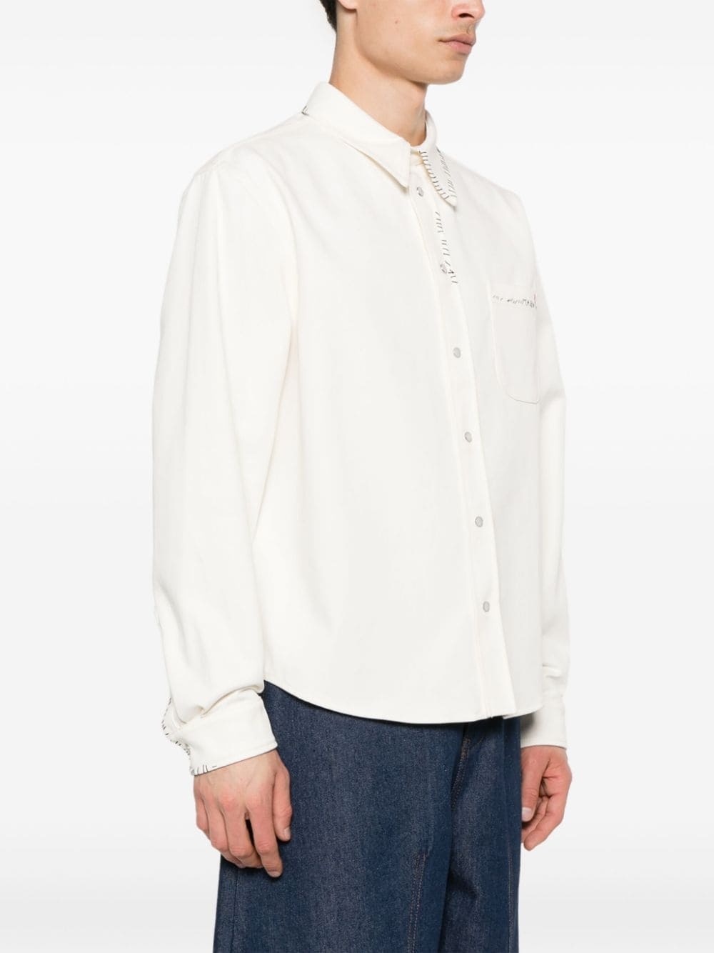 logo-embroidered cotton shirt - 3