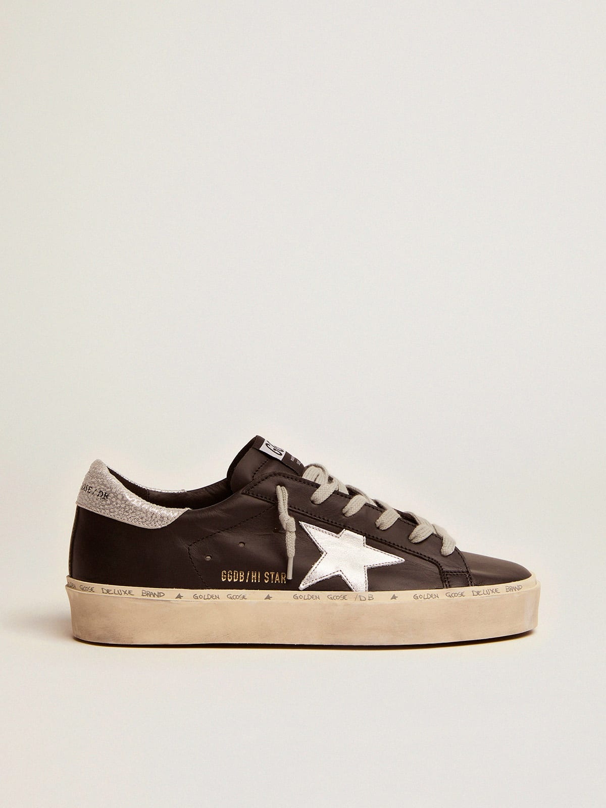 Hi Star sneakers in black leather with silver laminated leather star - 1