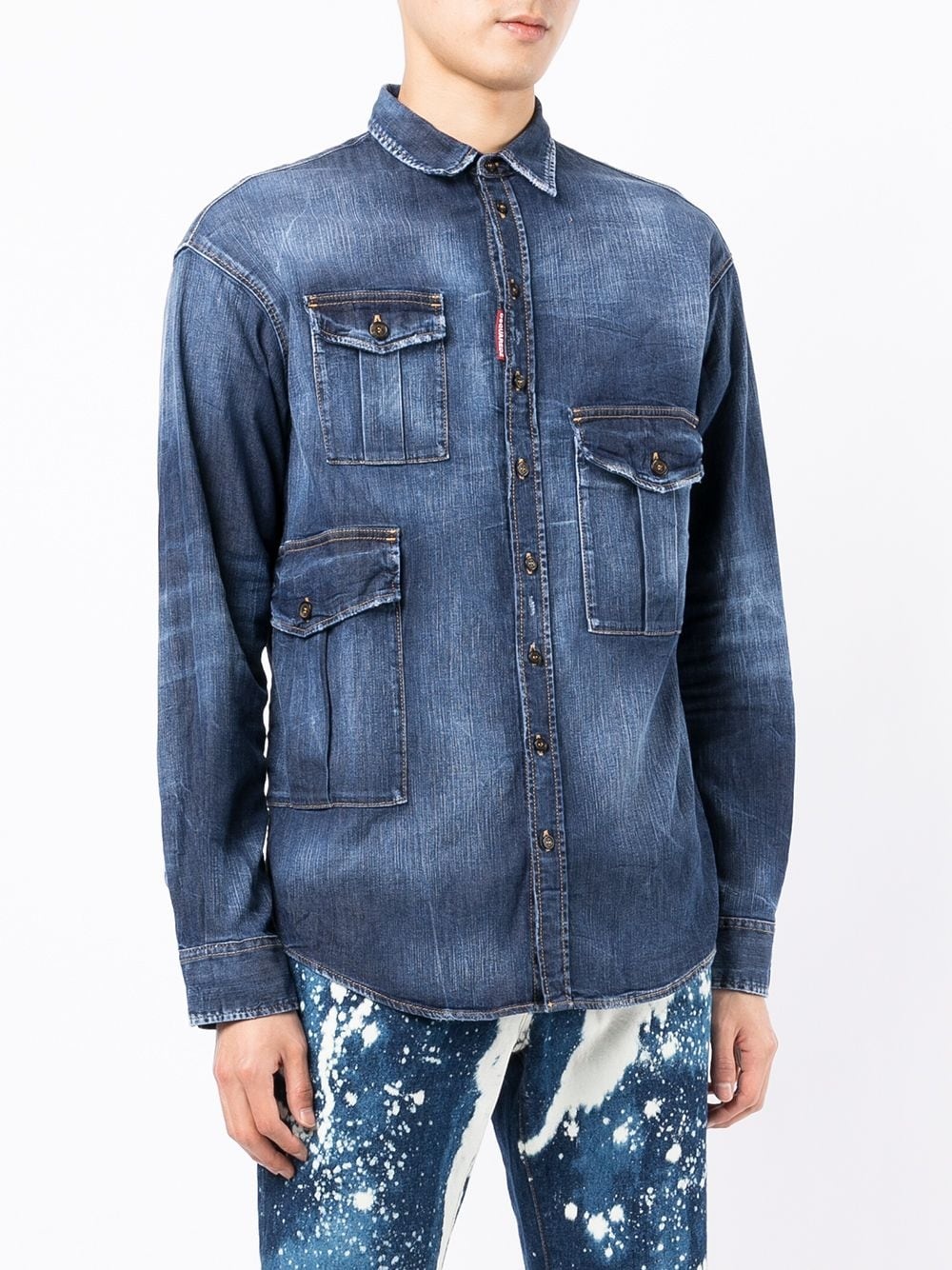 long-sleeved denim shirt - 3