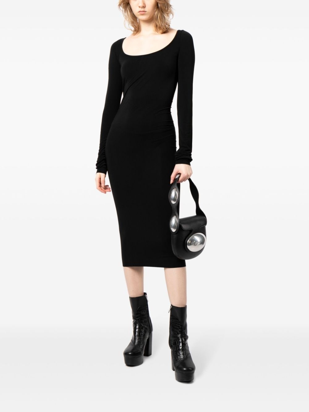 long-sleeve scoop-neck midi dress - 2