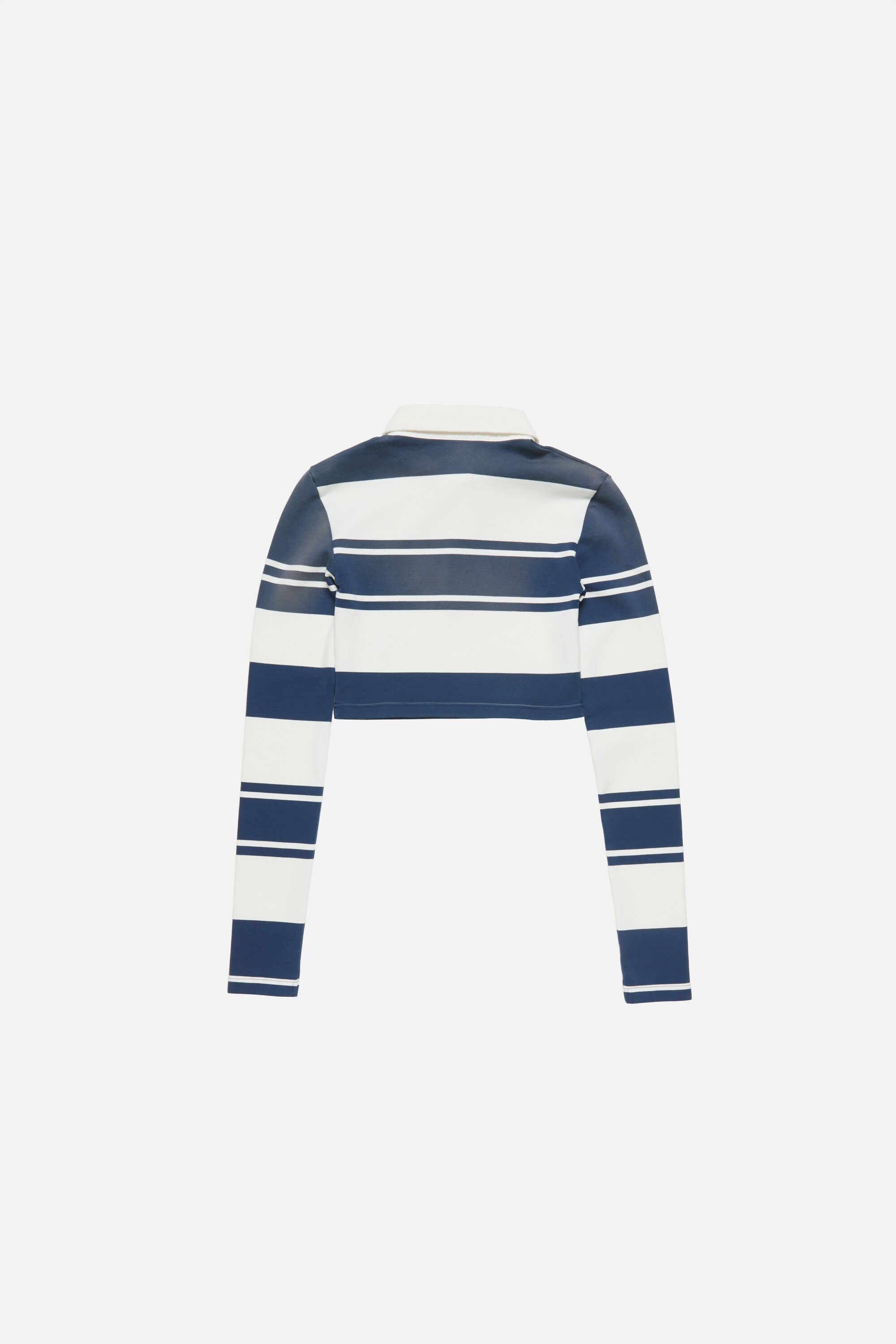 Cropped long sleeve polo - White/navy - 7