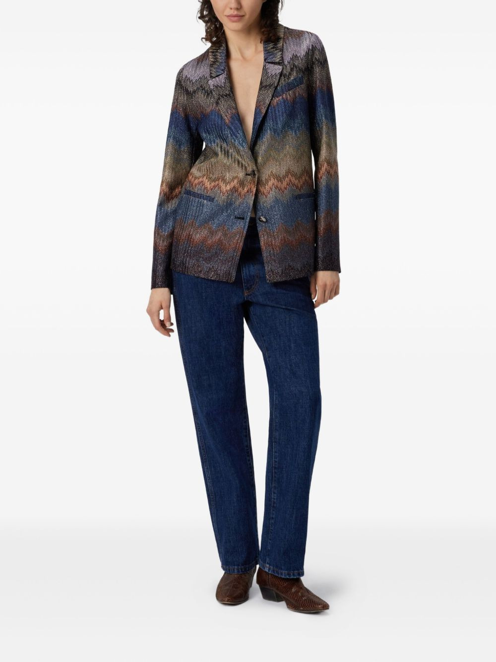 chevron-pattern blazer - 2