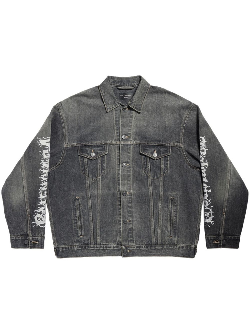 logo-print denim jacket - 1