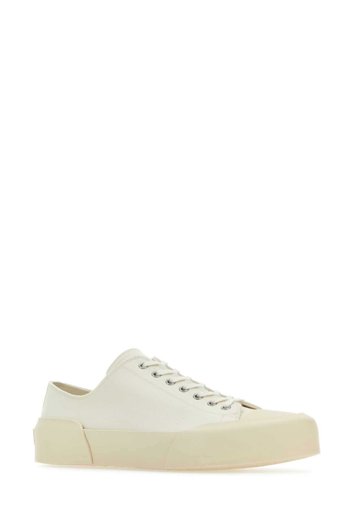 Jil Sander Men Ivory Canvas Sneakers - 2