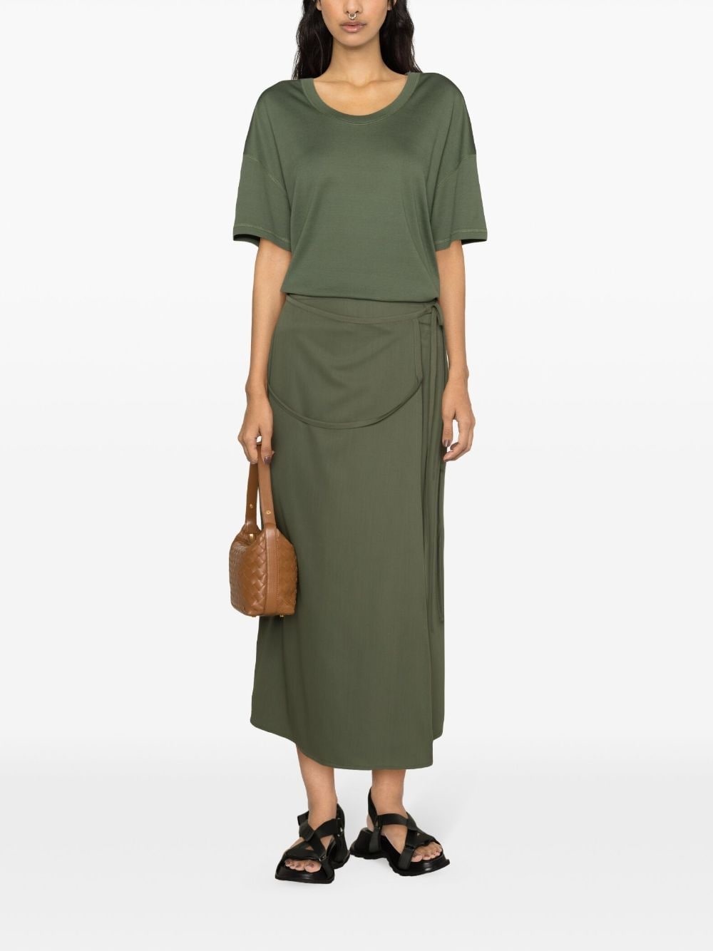 tied wrap midi skirt - 2