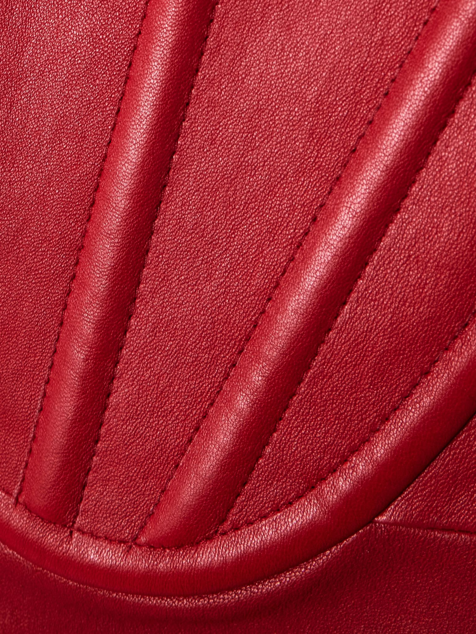Embellished leather bustier dress Red - 4
