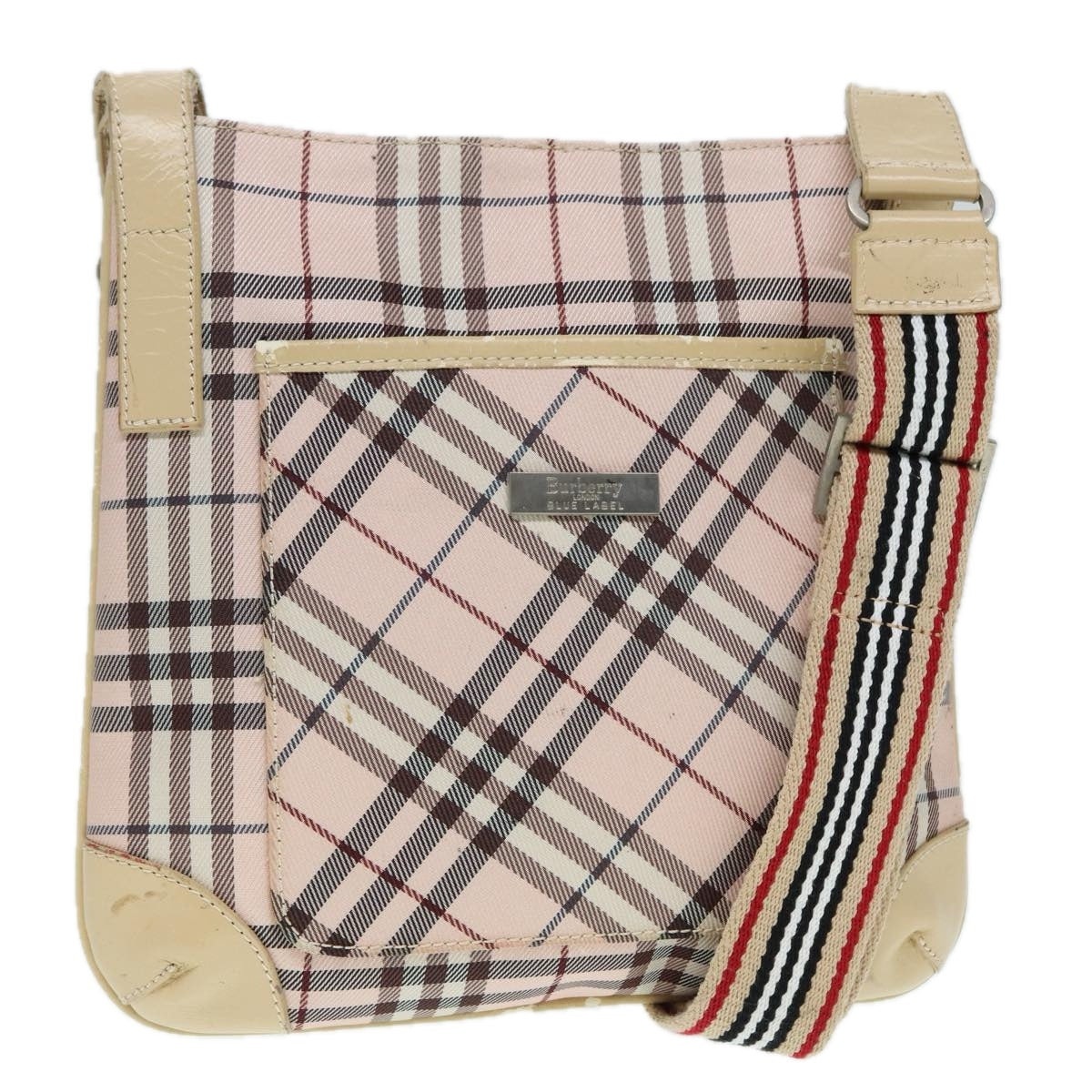 Burberry Nova Check Blue Label Shoulder Bag Nylon Beige Silver - 1