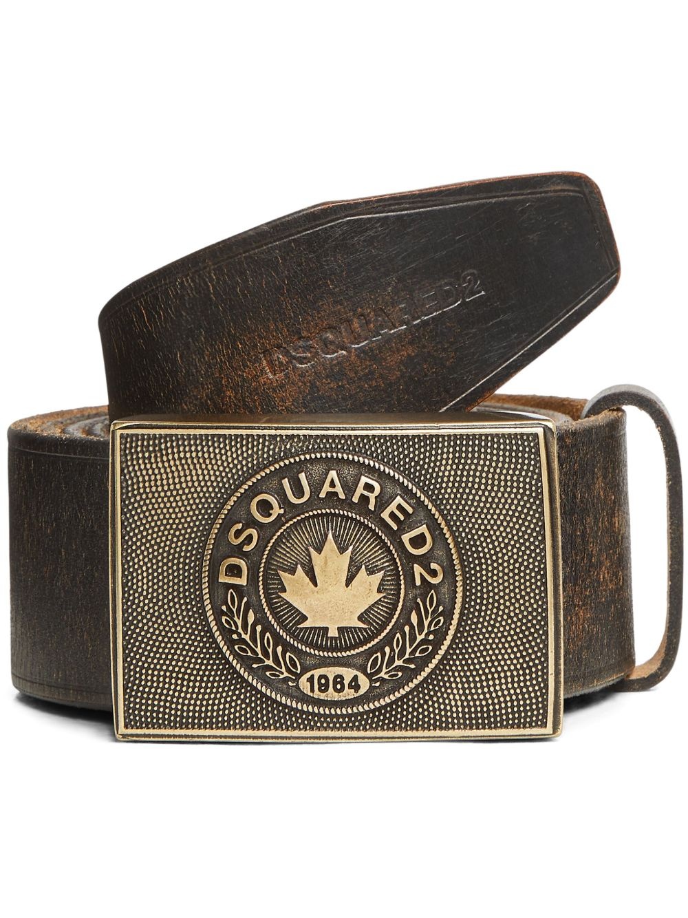 logo-plaque leather belt - 1