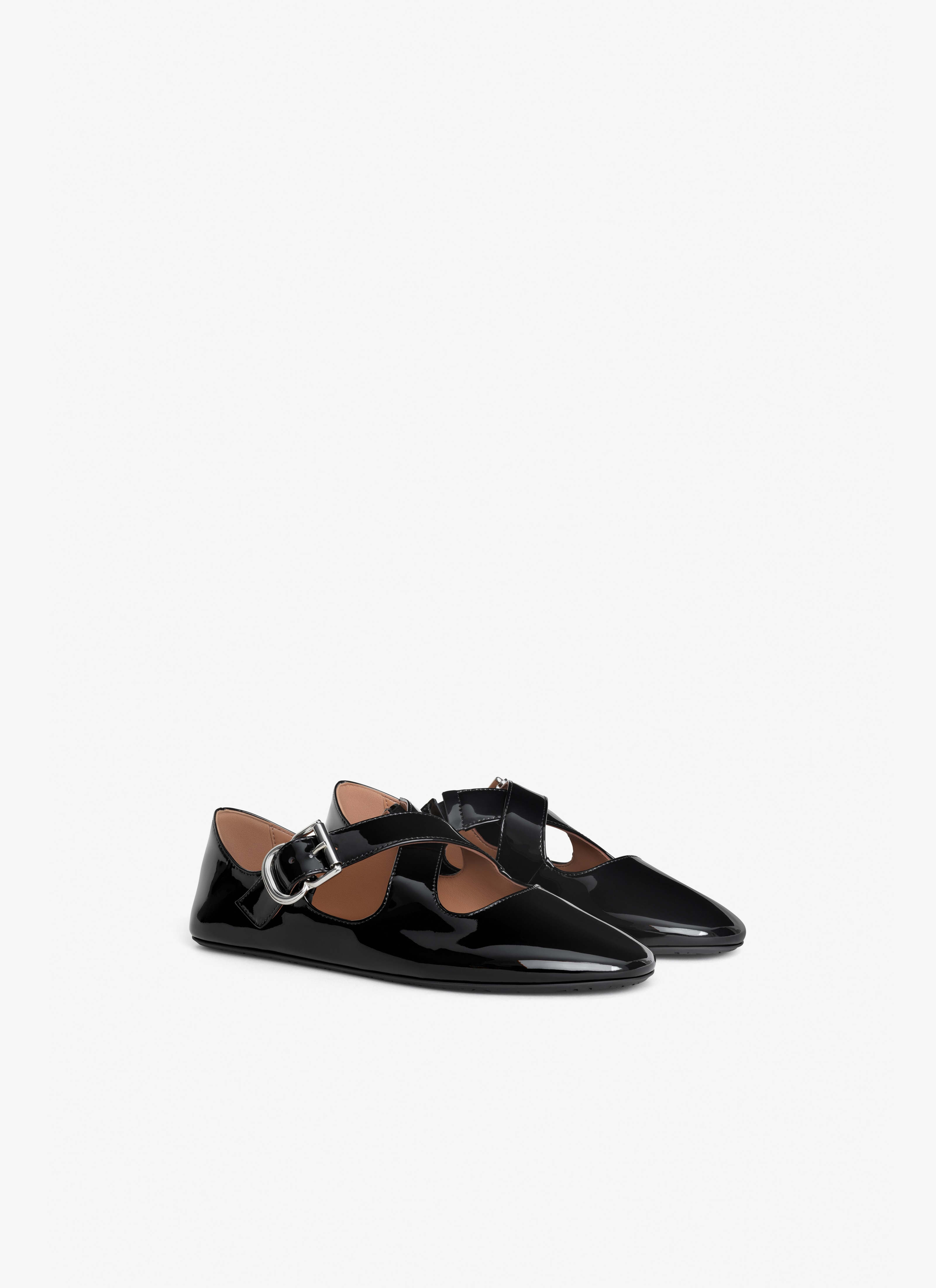 CRISS CROSS BALLET FLATS IN PATENT CALFSKIN - 2