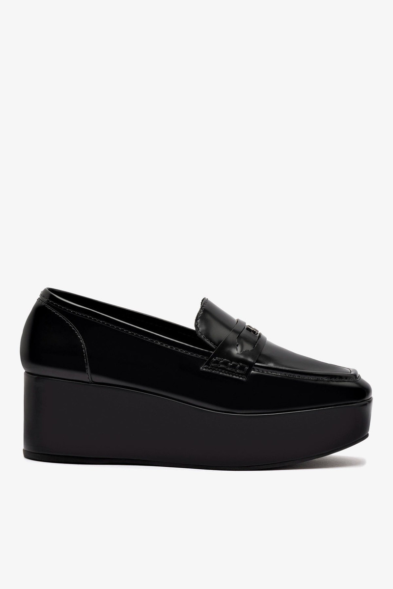 Suki Flatform Loafer In Black Box Leather 1
