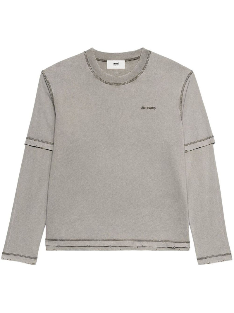 embroidered-logo layered sweatshirt 1