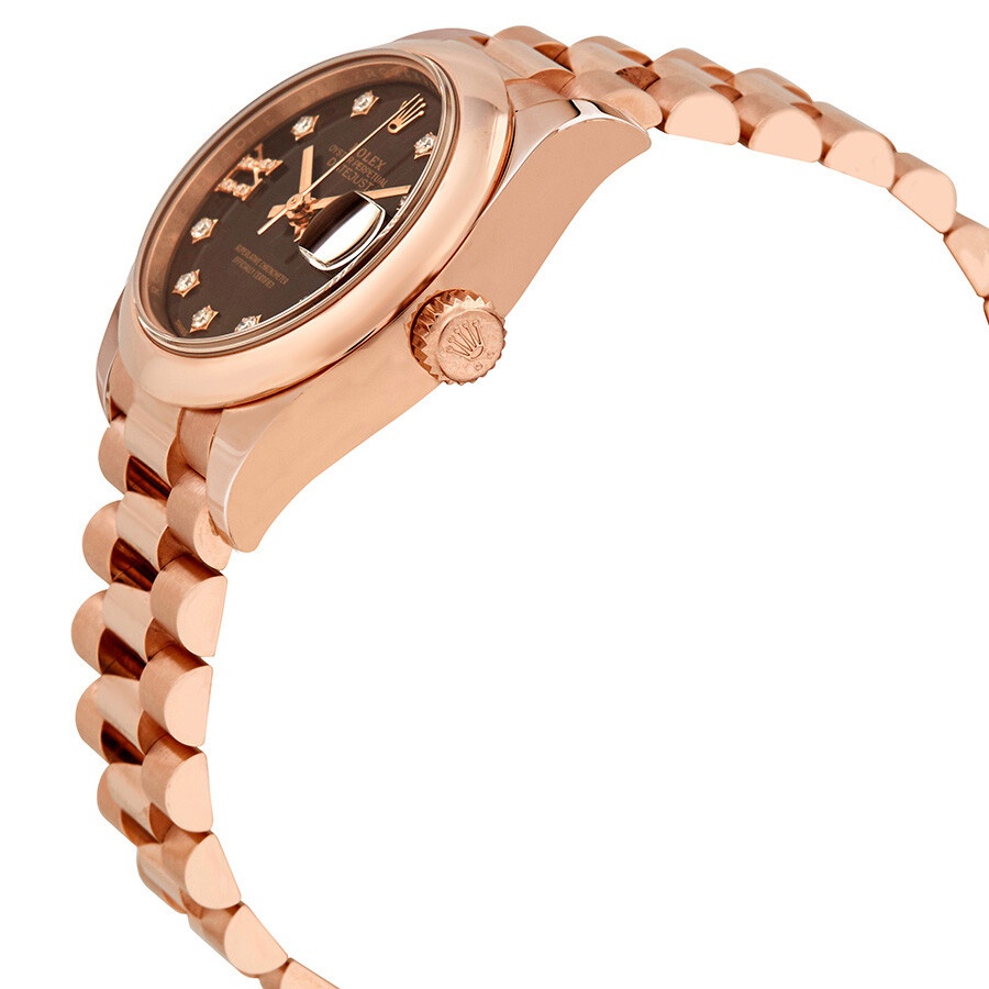 Rolex Lady-Datejust 28 Chocolate Dial 18K Everose Gold President Automatic Ladies Watch 279165CHRDP - 2