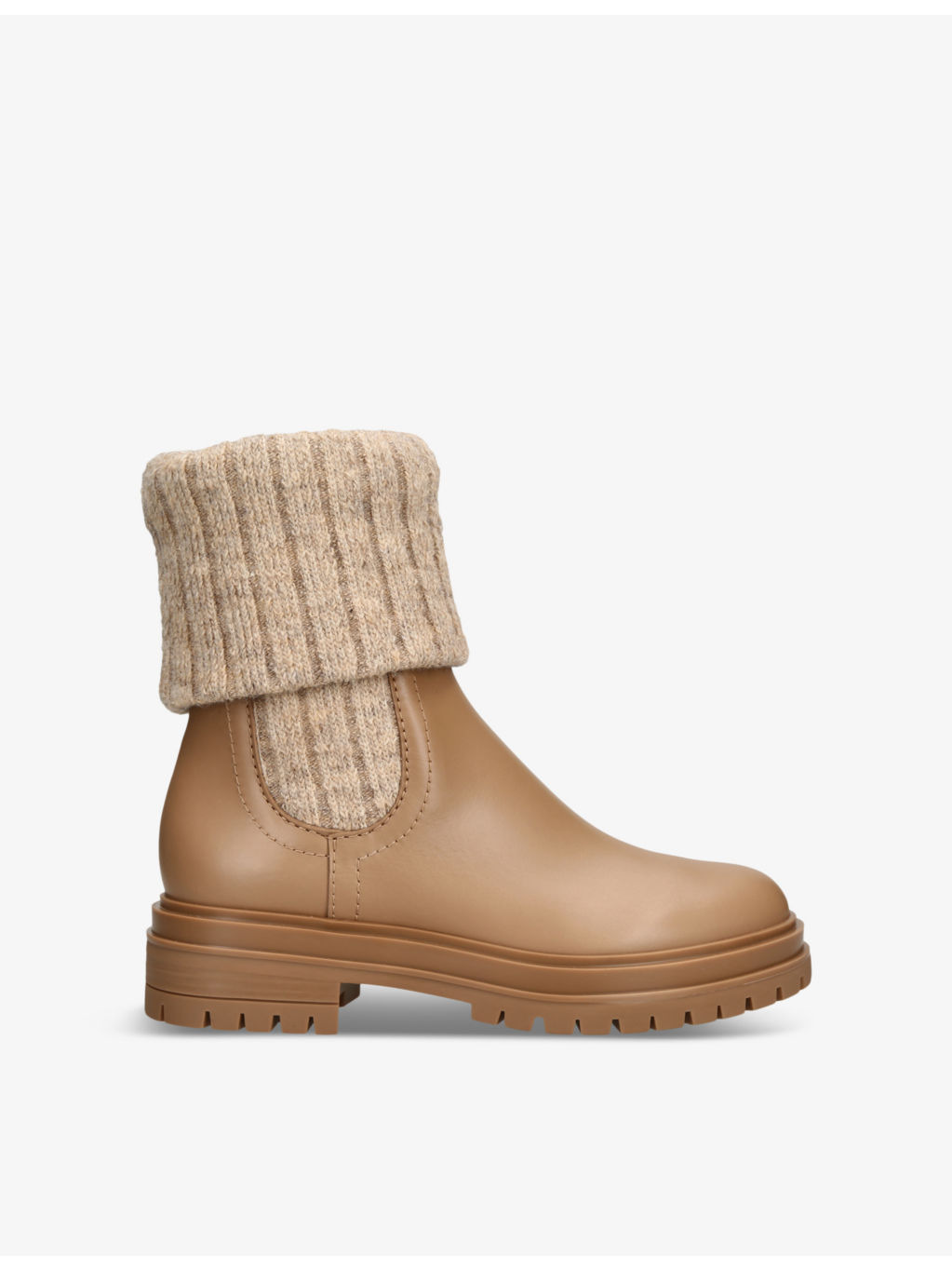 Tenney ribbed-knit leather ankle boots - 1
