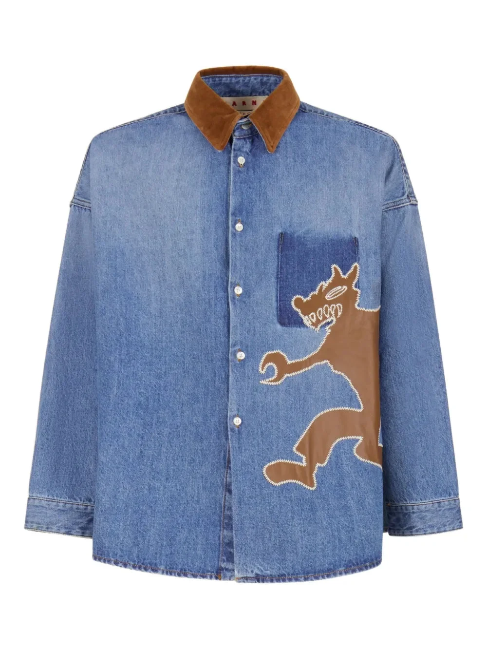 Marni Men Denim Shirt With Applique - 1