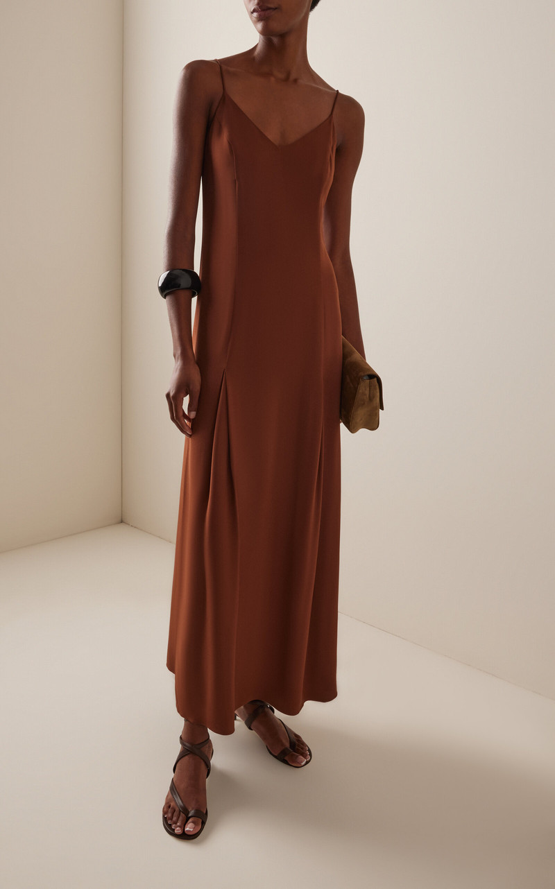 Jenni Kayne Florence Crepe Maxi Slip Dress brown outlook