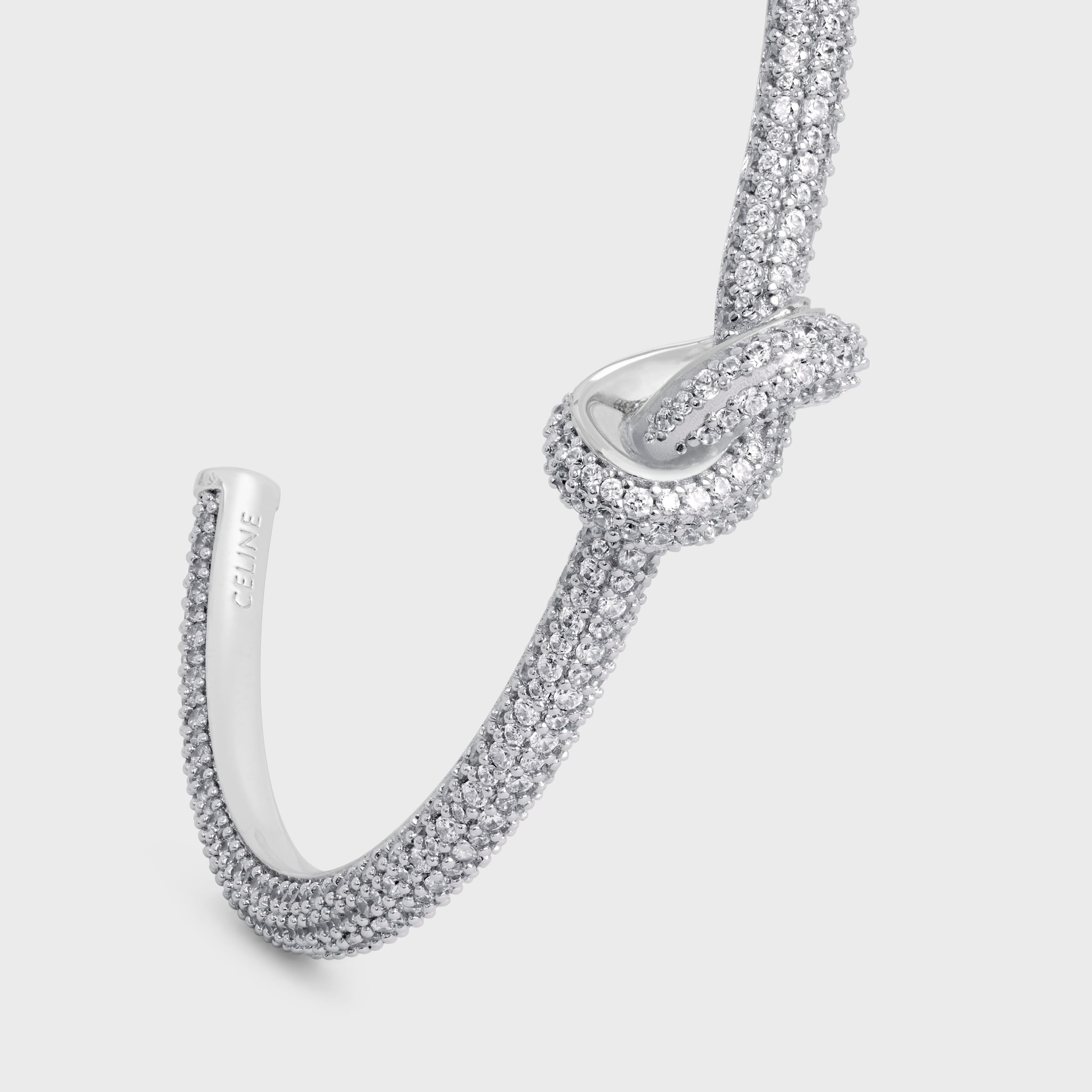 Knot Sparkle Cuff in Strass and Brass with Rhodium Finish - 4