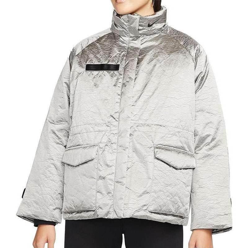 Nike (WMNS) AS W Nike Sportswear TF Turf REVIVAL SHINE JKT Jacket GREY HAZE DD4647-013 outlook