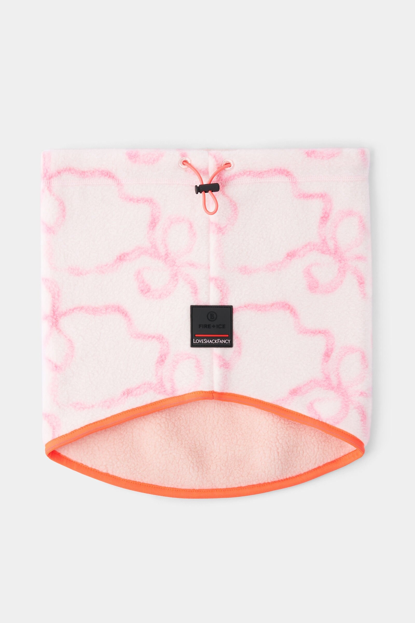 Arian fleece loop scarf in Pink/Off-white - 1