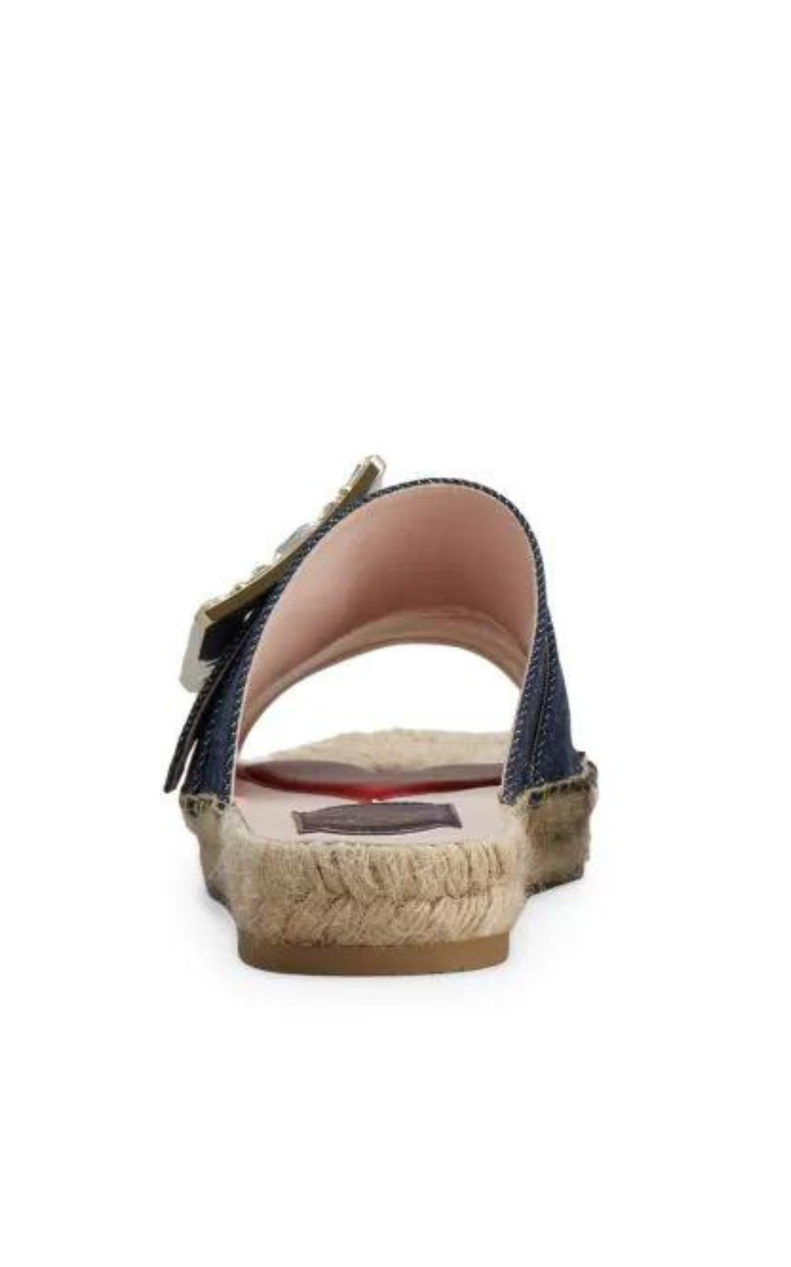 Crystal-embellished Denim Espadrille Slides - 4