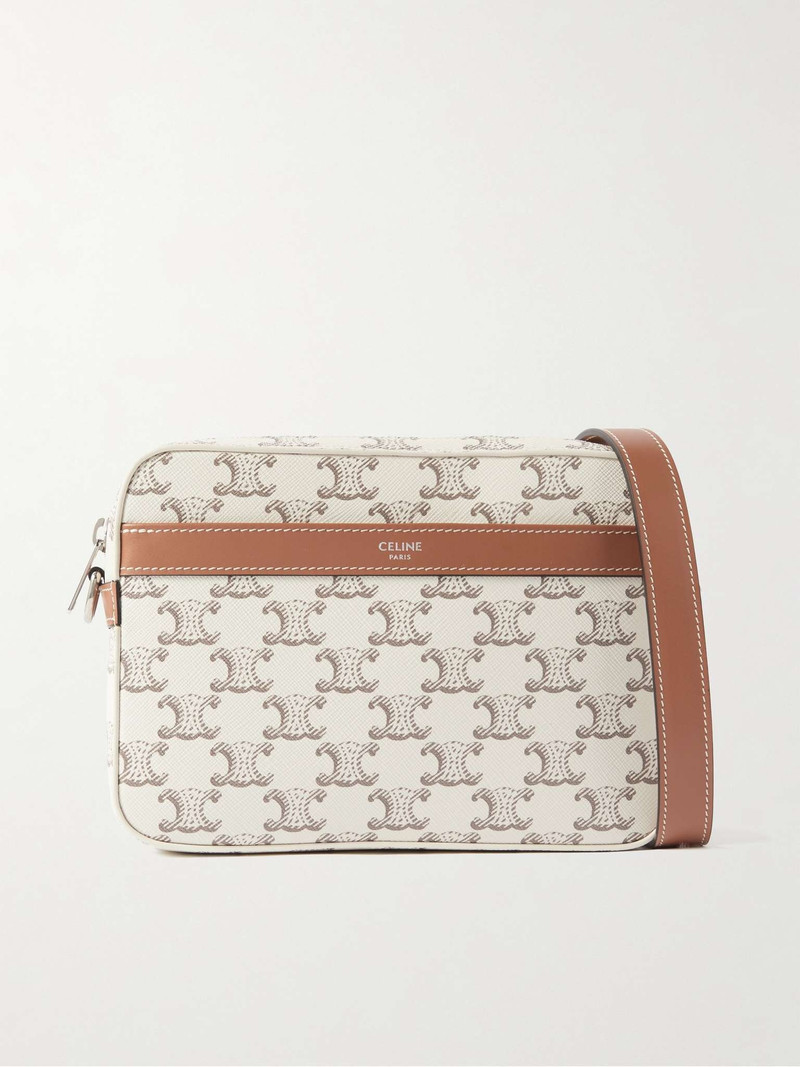 Small Triomphe Leather-Trimmed Logo-Print Coated-Canvas Messenger Bag 1