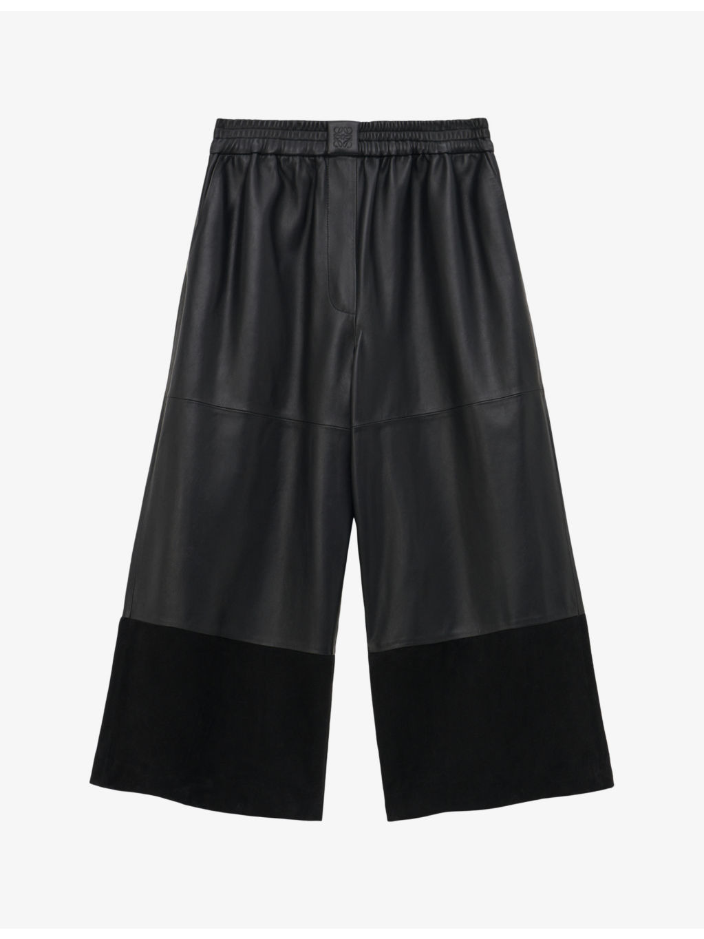 Brand-anagram cropped wide-leg leather trousers - 1