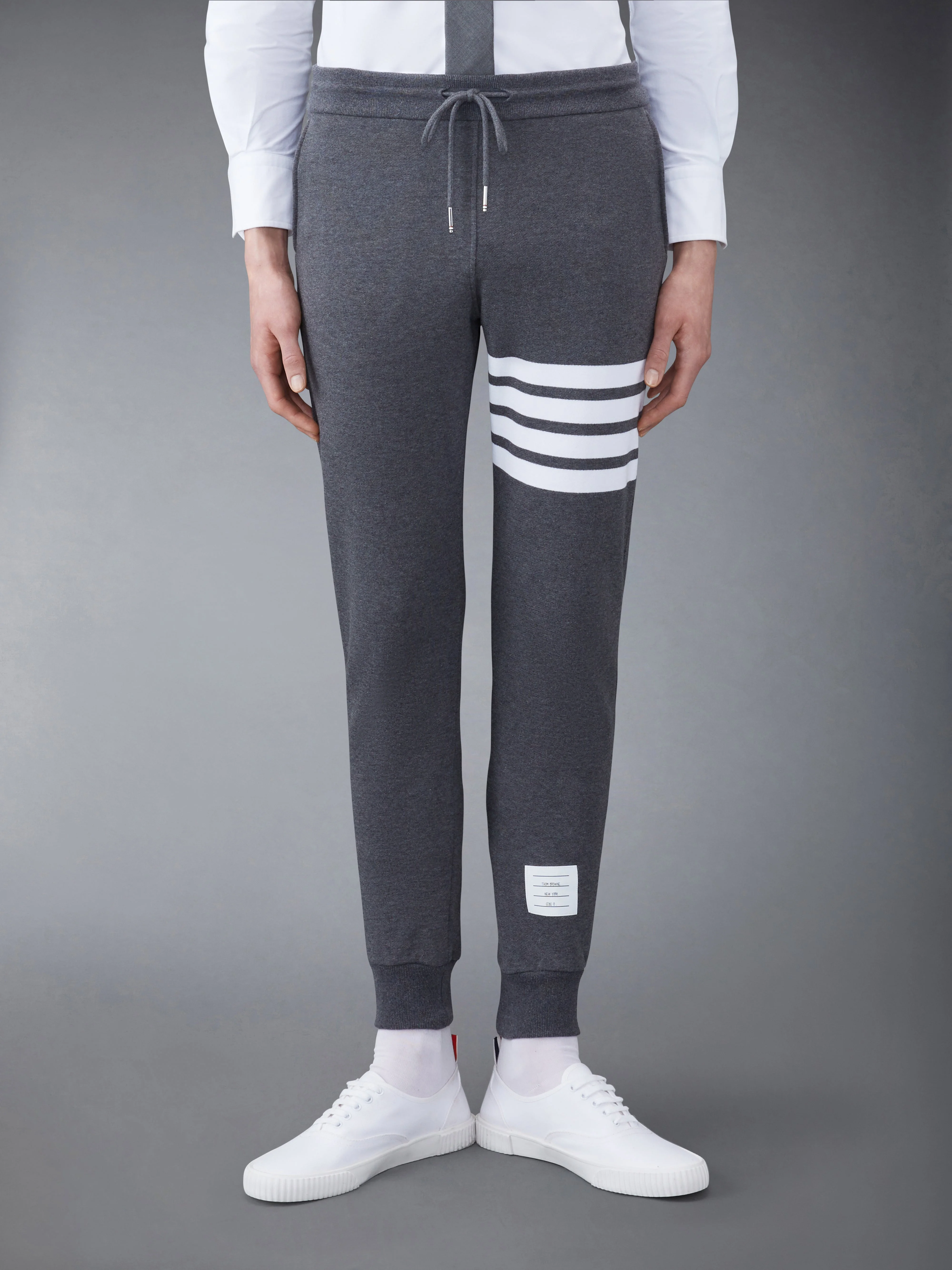 Dark Grey Classic Cotton Loopback Jersey 4-Bar Sweatpant - 1