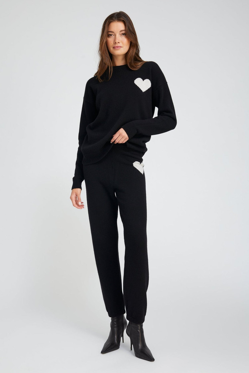 SPRWMN BLACK CASHMERE HEART LOGO SWEATPANTS outlook