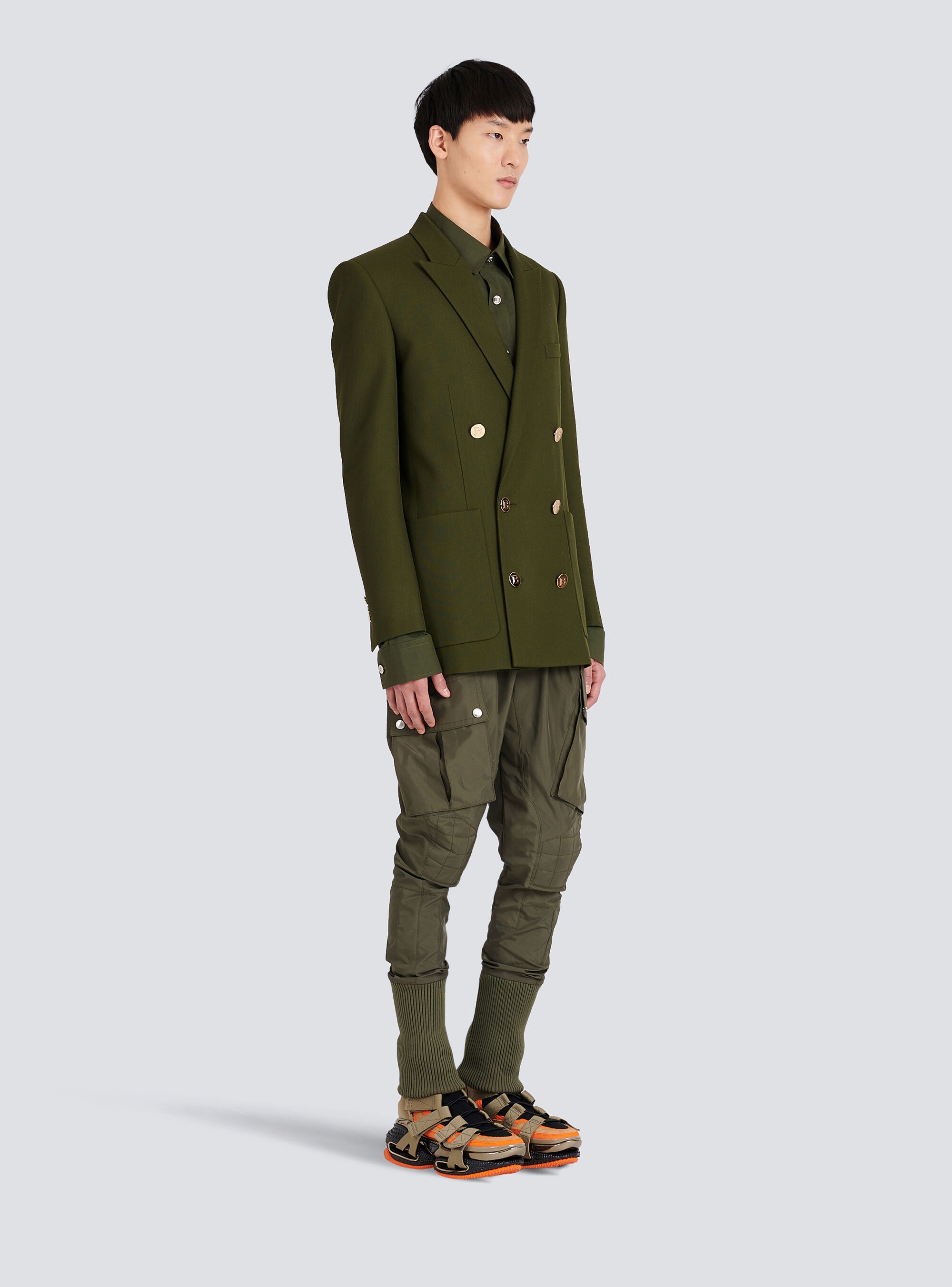 Twill blazer with double-breasted silver-tone buttoned fastening - 5
