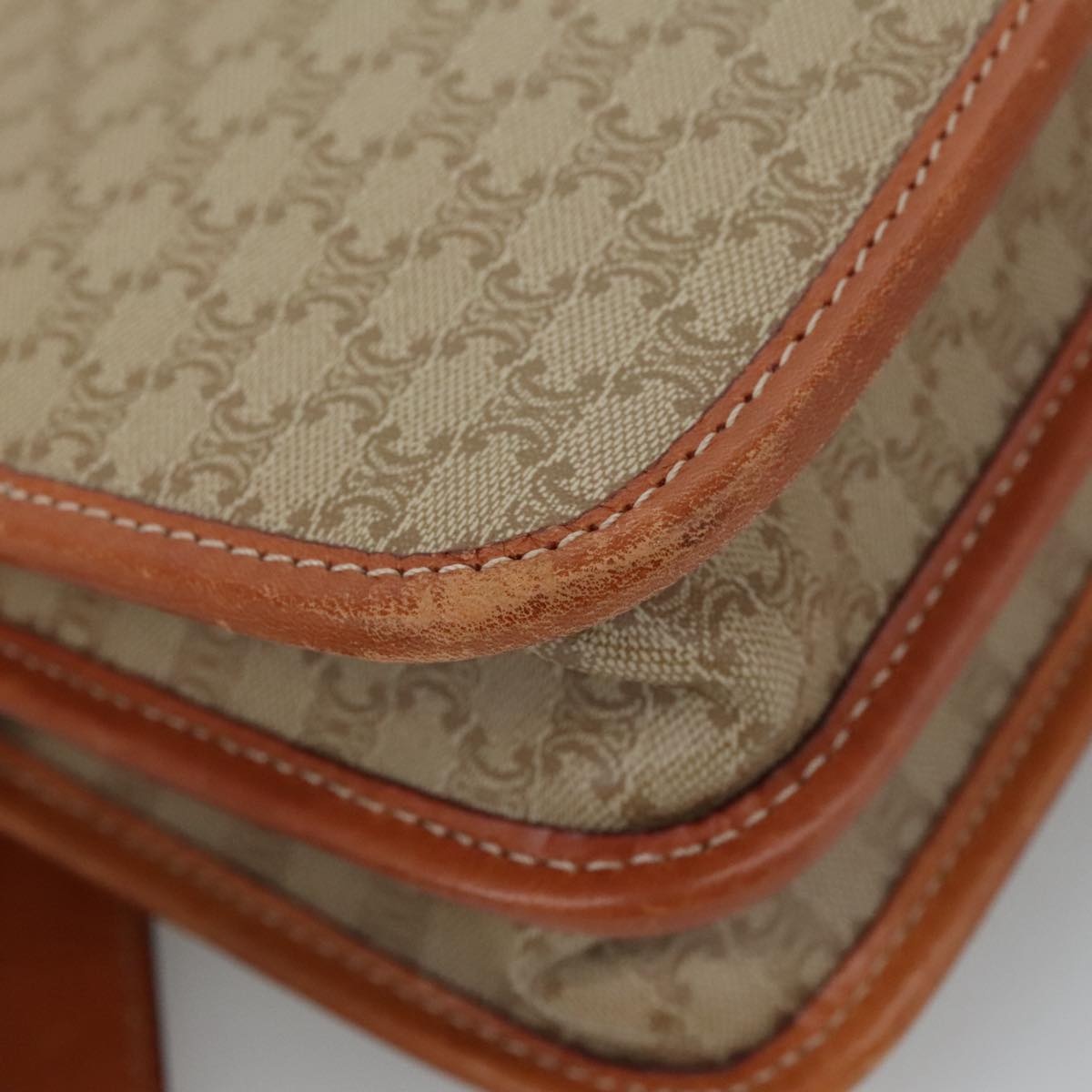 CELINE Macadam Canvas Shoulder Bag Beige Gold - 16