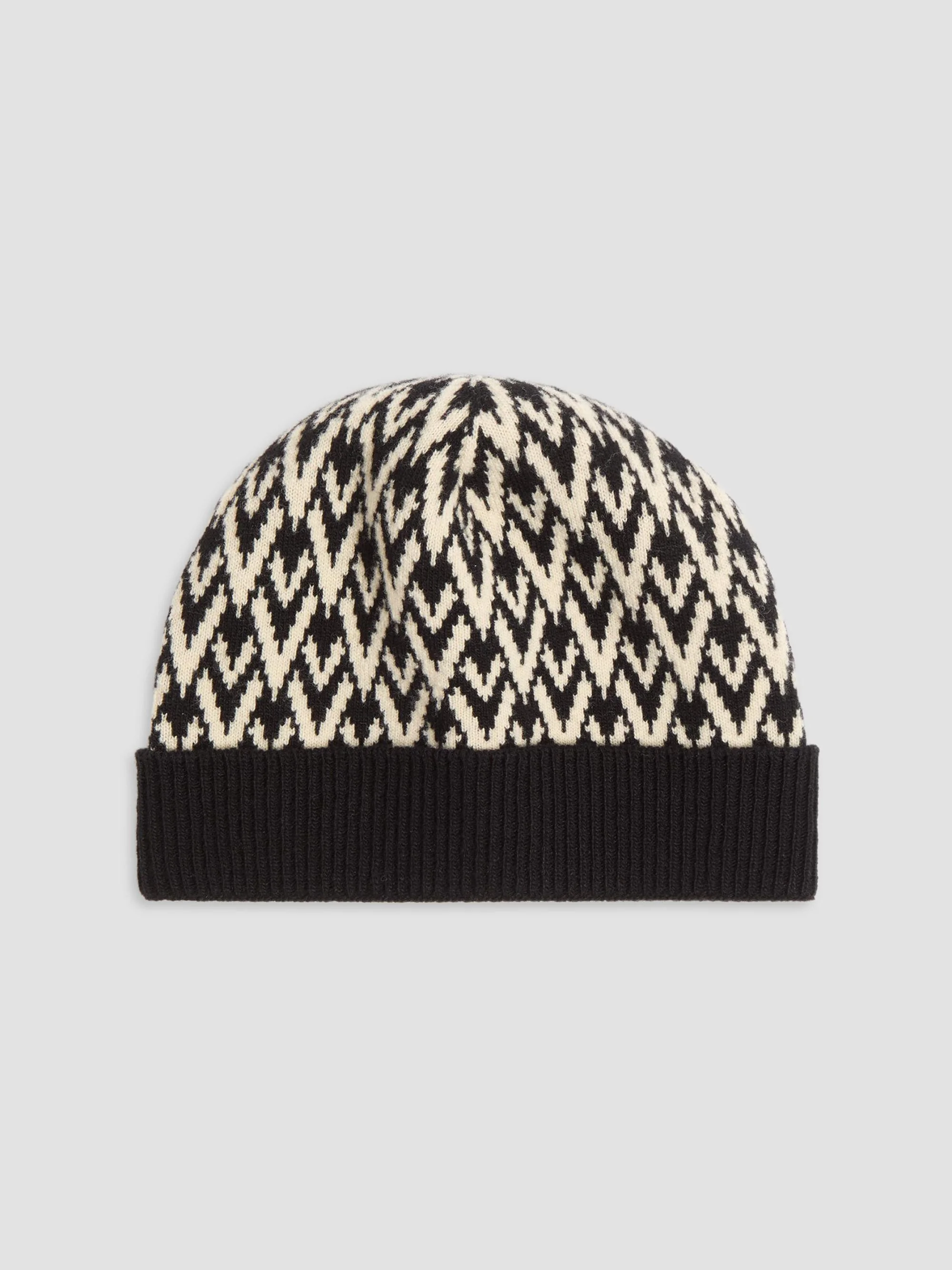 Men's Toute La V Signature Knitted Wool Beanie - Black Cream - 1