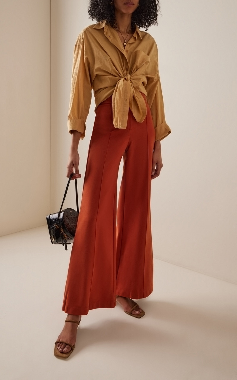 ANDRES OTALORA Shilpa High-Rise Rayon Suiting Wide-Leg Pants orange outlook