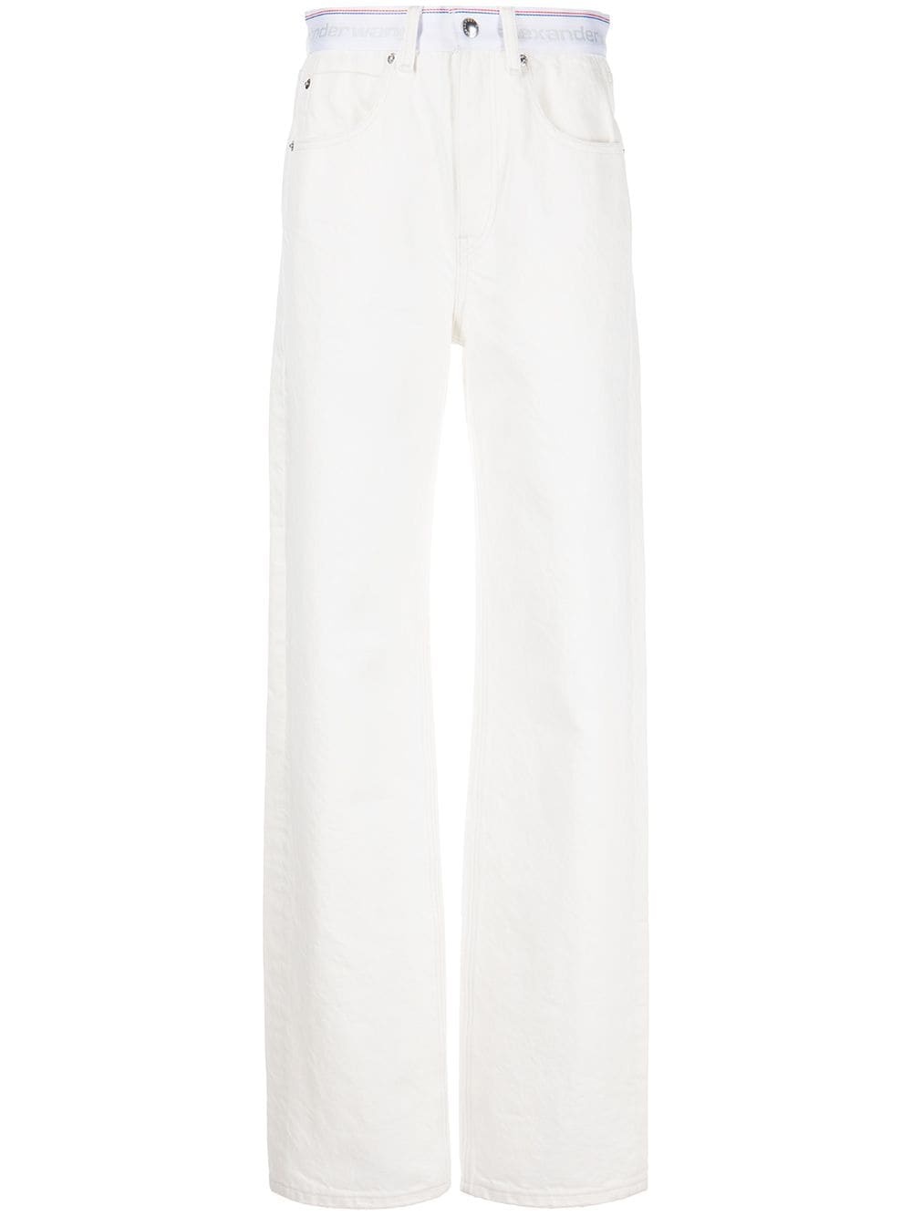low-waist logo-waistband denim jeans - 1