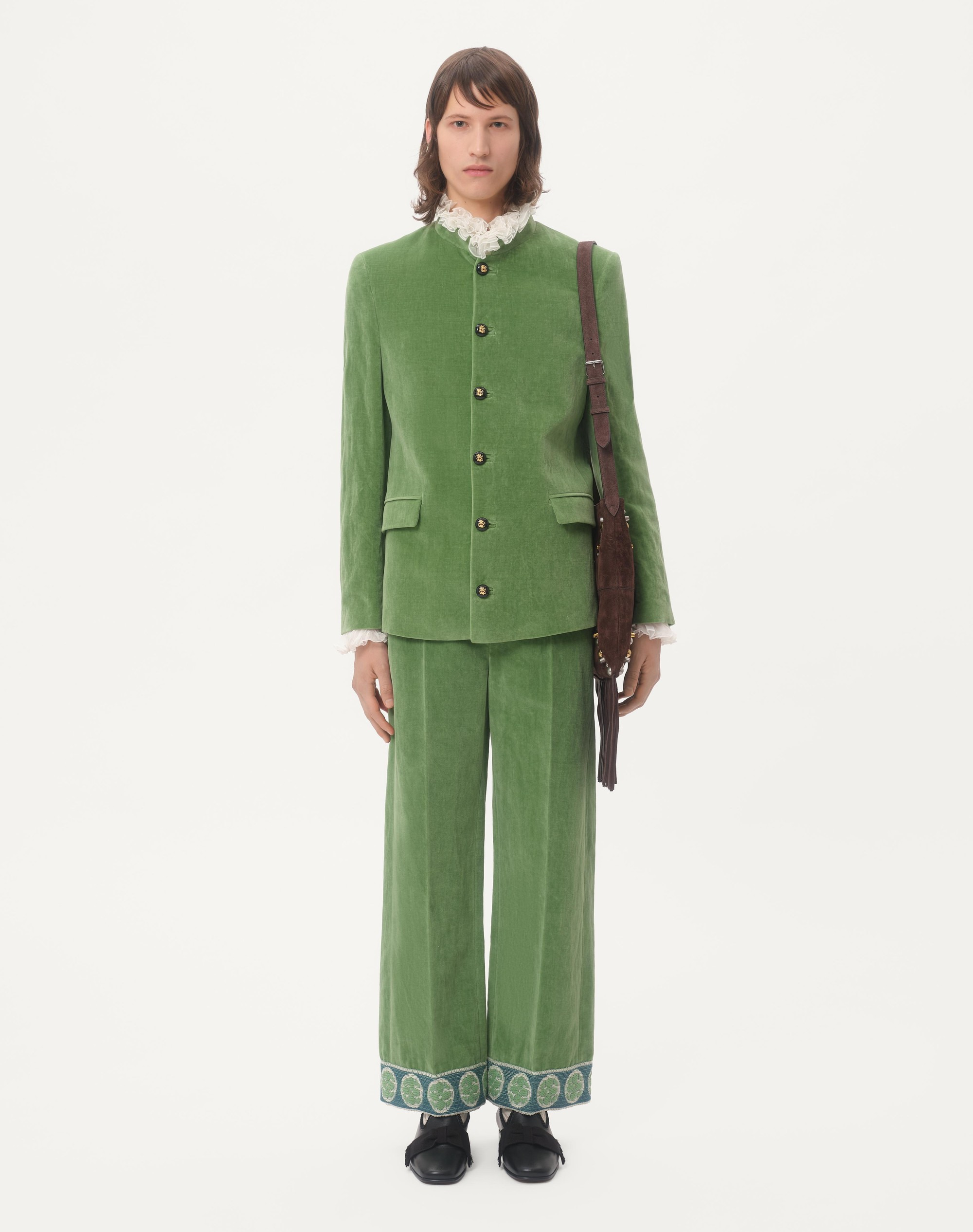 COTTON SHIRT WITH PLASTRON AND RUFFLES - 2
