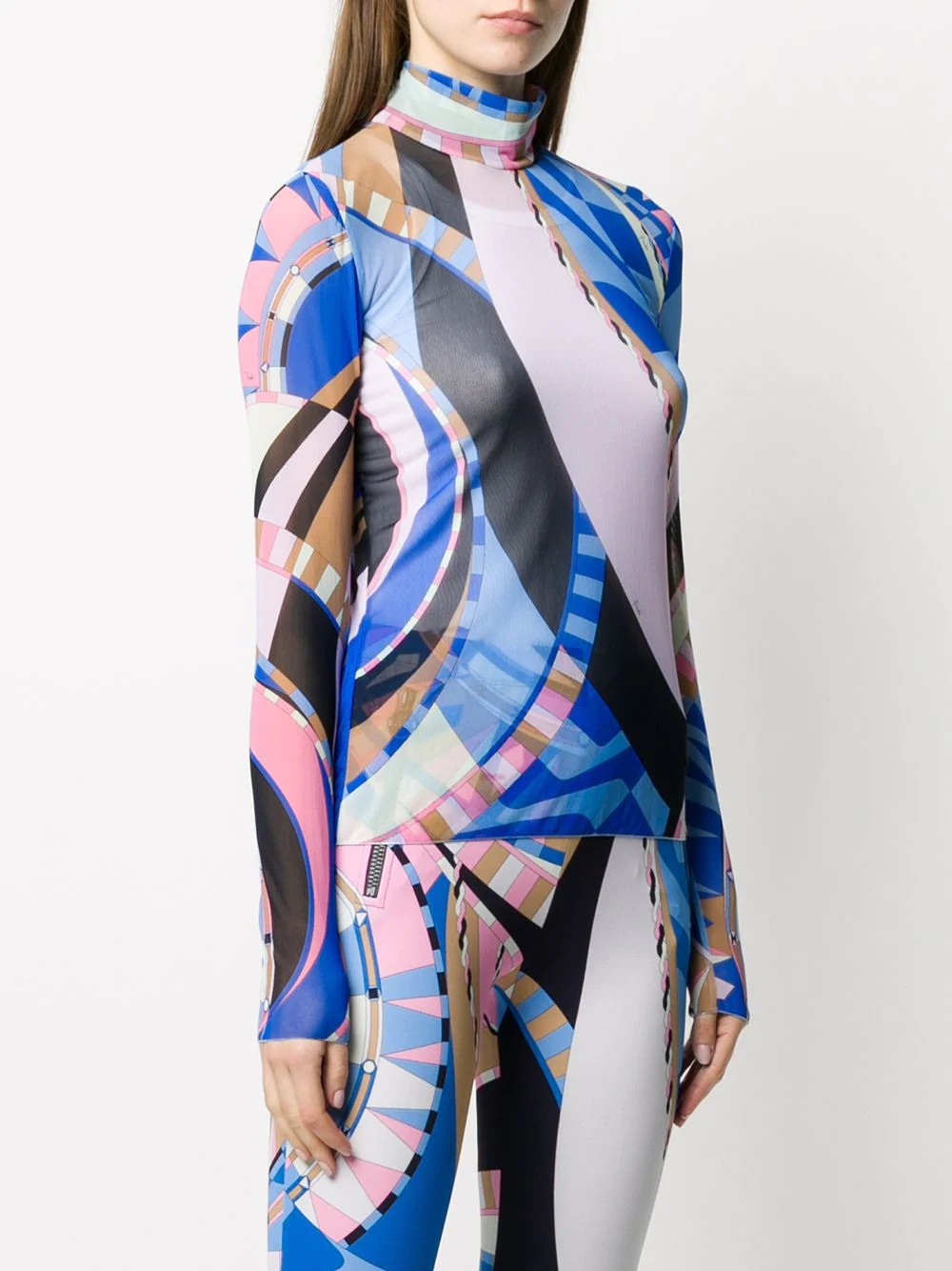 sheer abstract-print top - 3