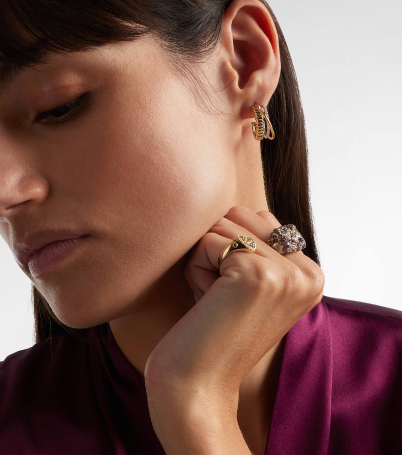 Yvonne Léon Un Deux Trois Berlingot 9kt gold hoop earrings with diamonds outlook