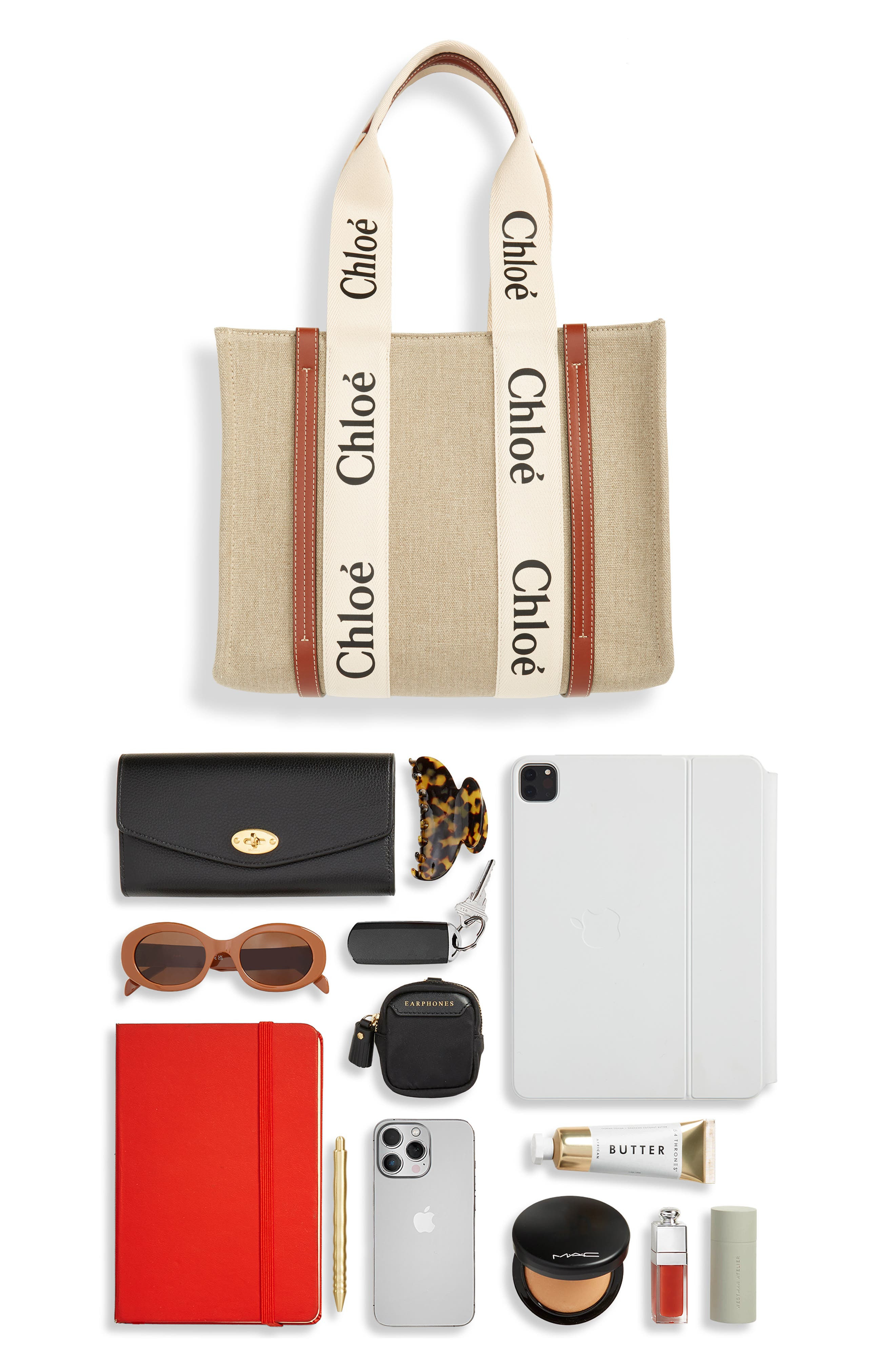 Chloé Medium Woody Linen Tote in White - 6