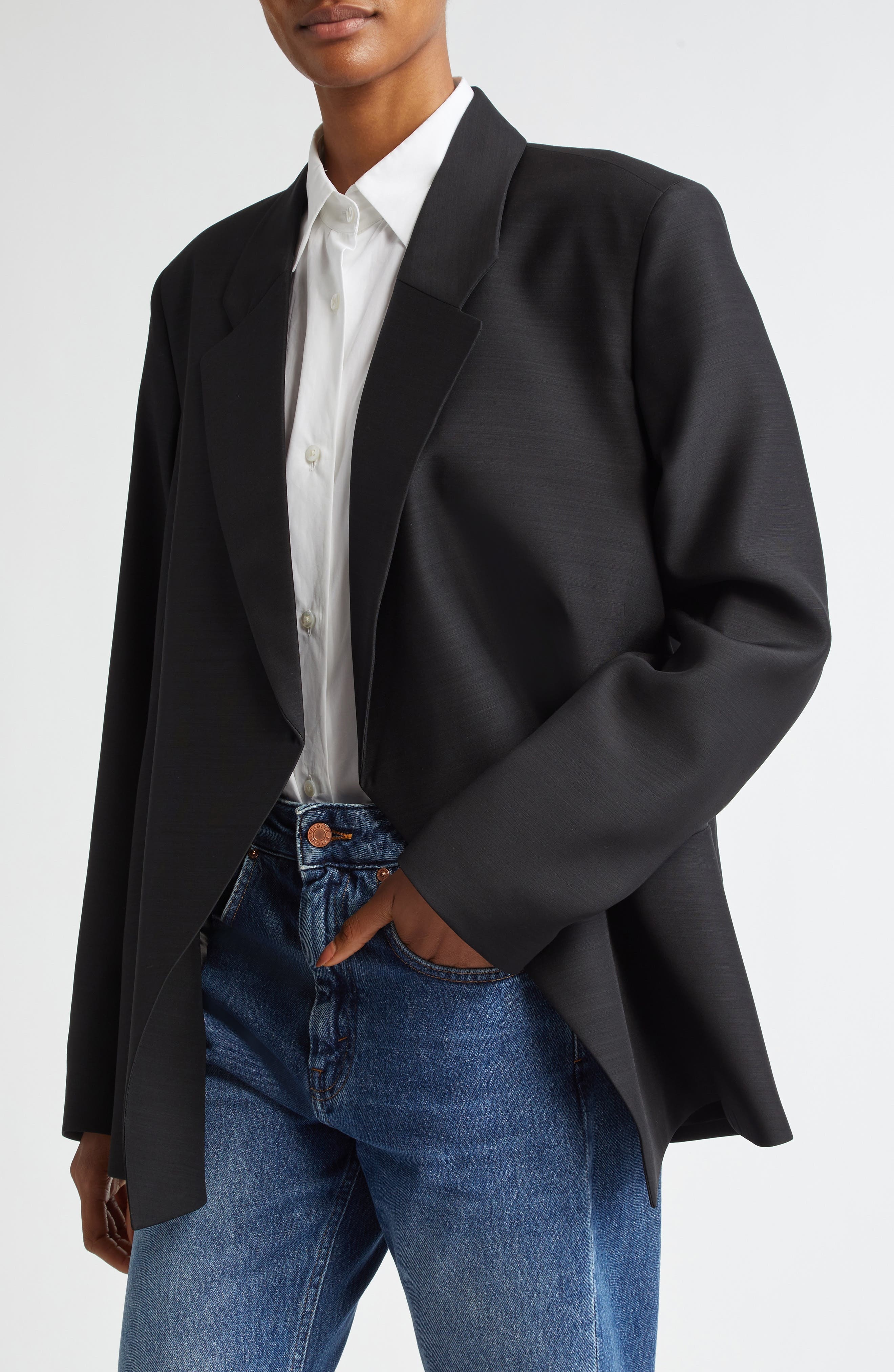 BITE Studios Polus Asymmetric Wool Blazer in Black at Nordstrom - 4