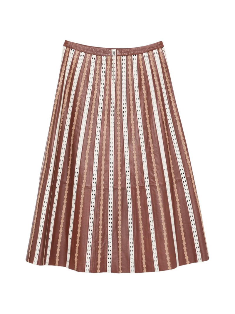 Yves Salomon striped leather midi skirt outlook