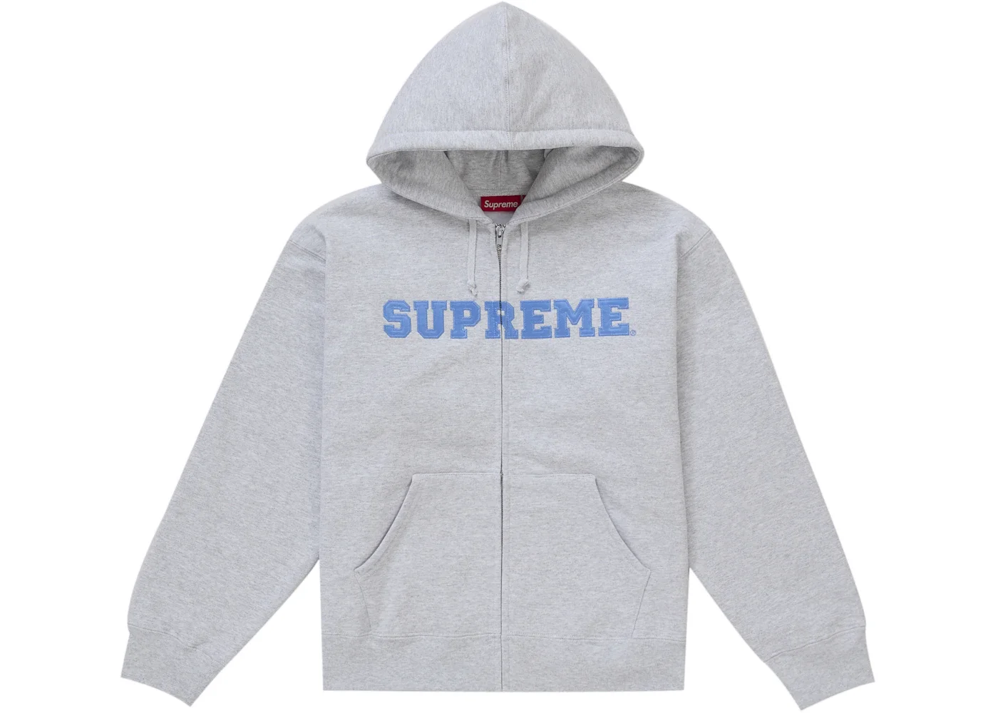 Supreme Collegiate Applique Zip Up Hooded Sweatshirt Ash Grey - 1