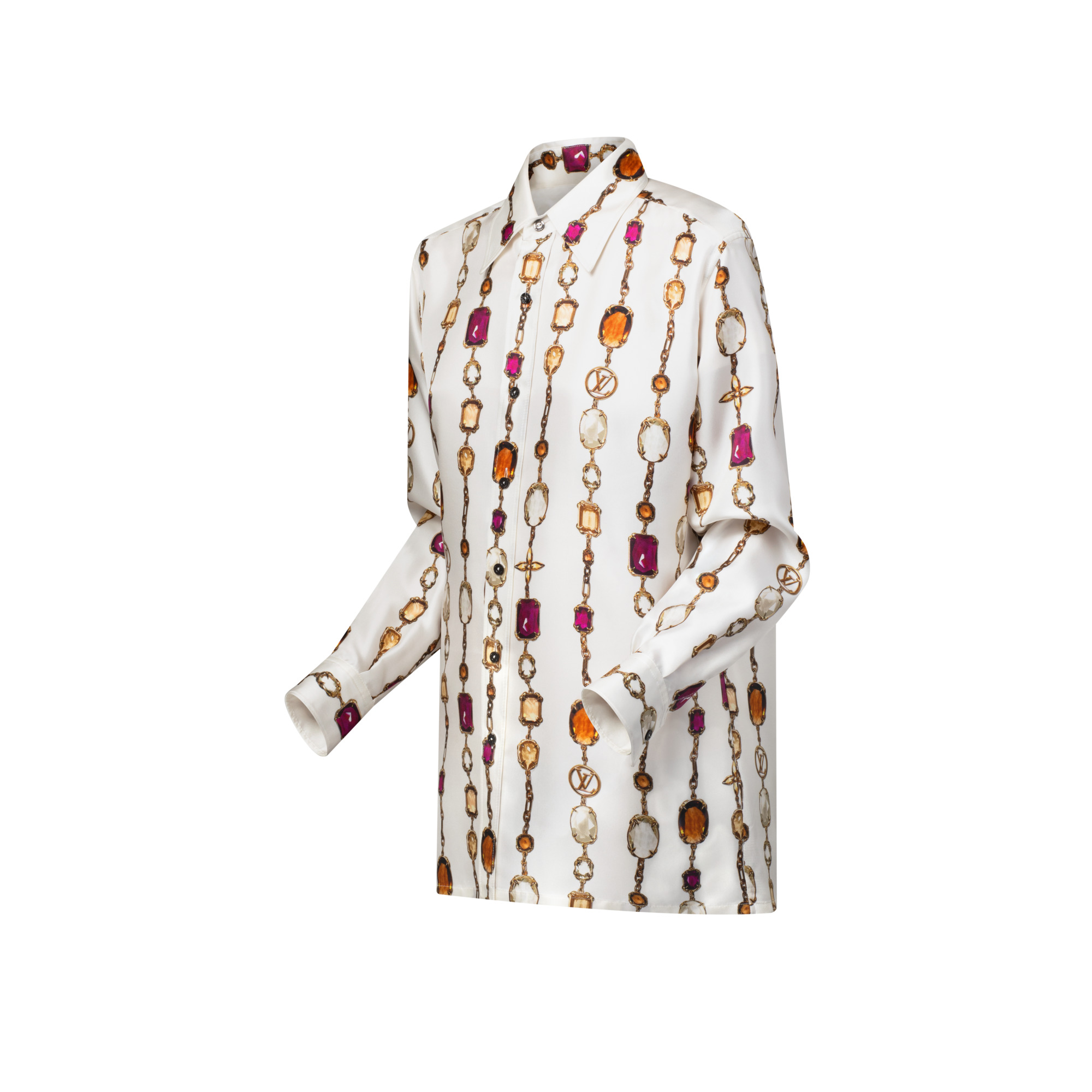 Necklace Print Silk Shirt - 2