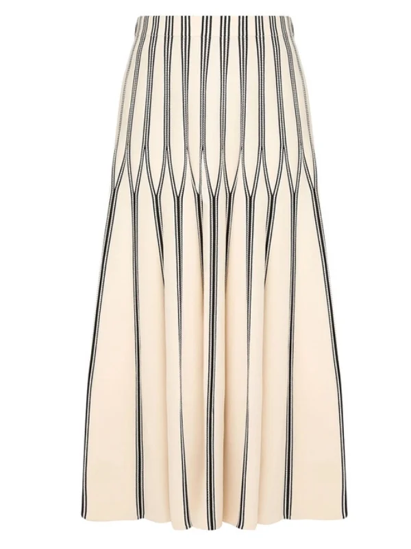 Rebellion Striped Midi Skirt in Cream Stripe - 1