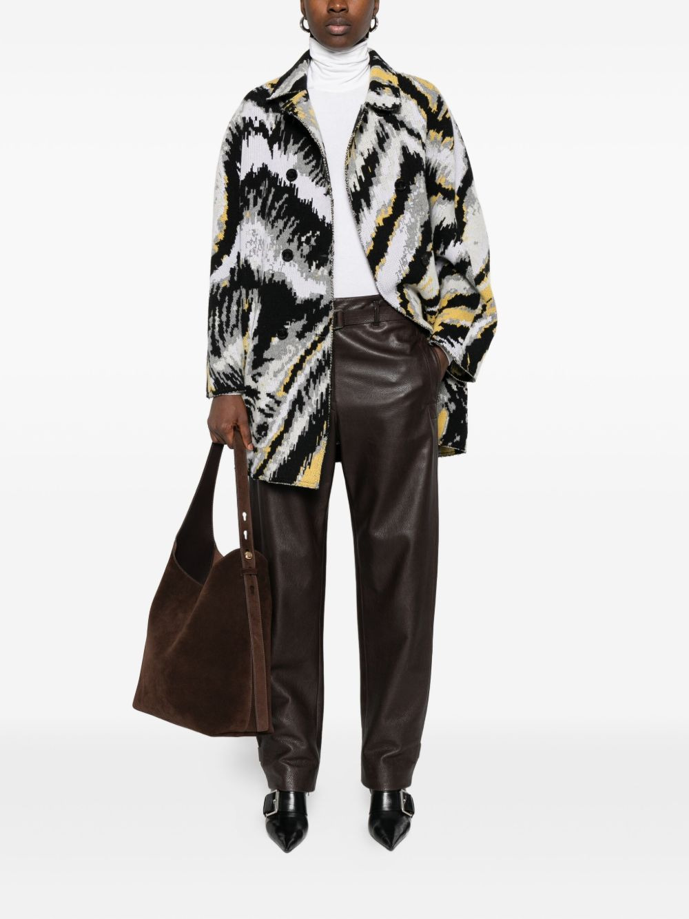 abstract-pattern double-breasted coat - 2