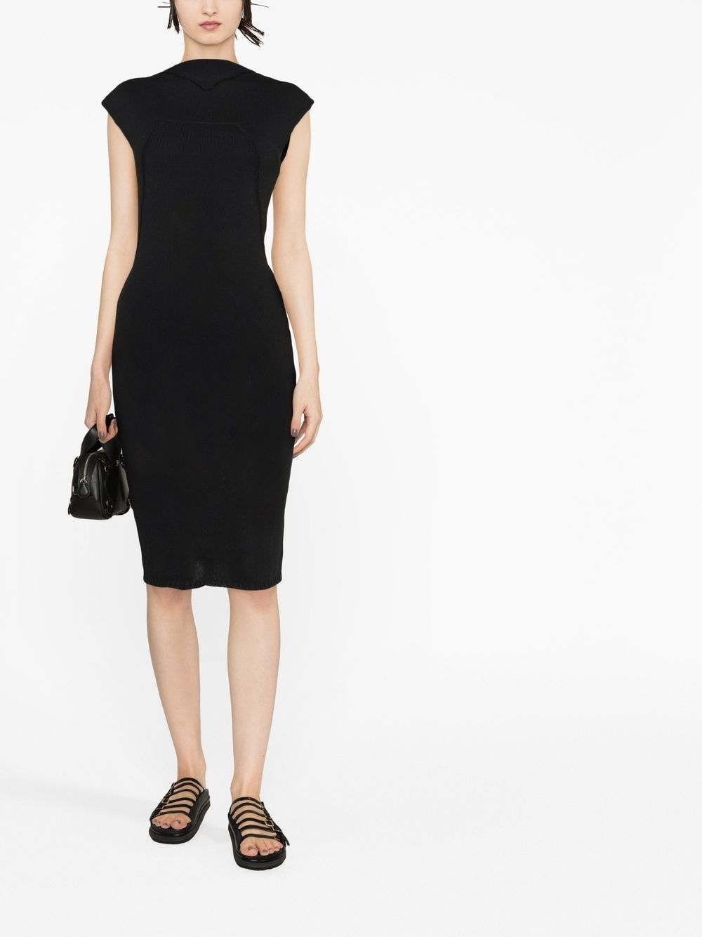 cap-sleeve knitted midi dress - 2