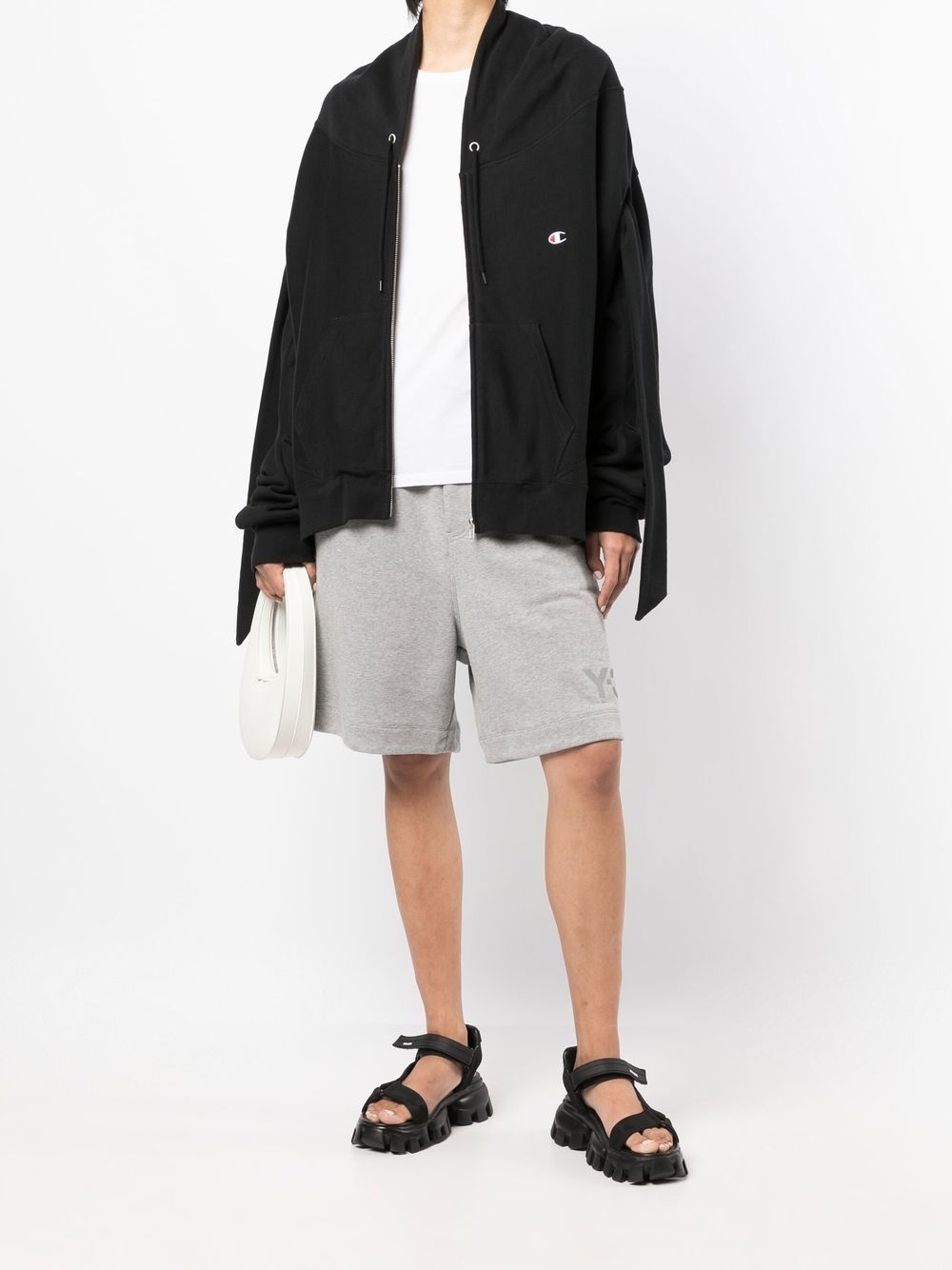 draped sleeve drawstring hoodie - 2